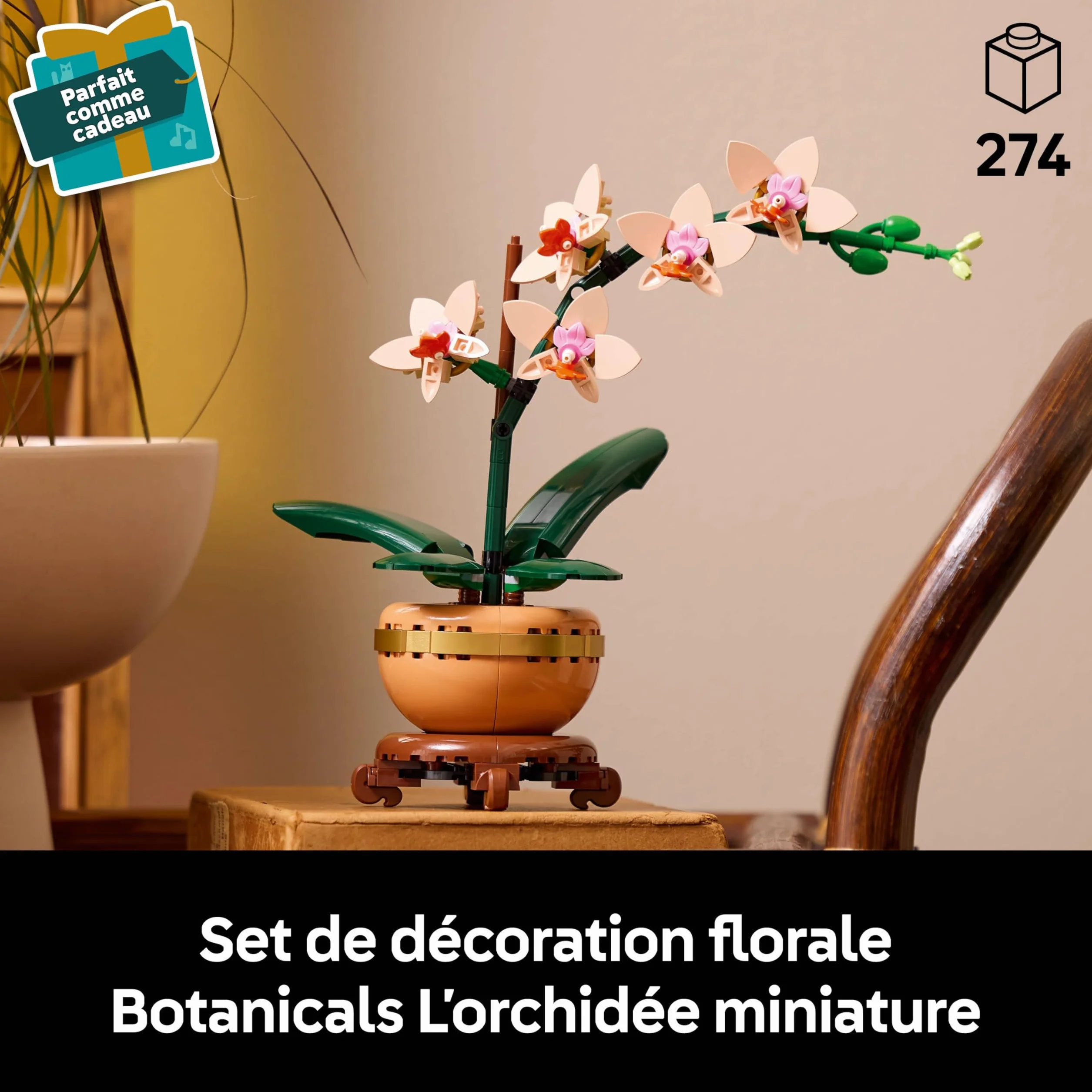 LEGO Botanicals L’Orchidée Miniature 10343 Fleurs Artificielles pour Adulte Plante avec Pot Style Terracotta Décoration Intérieure