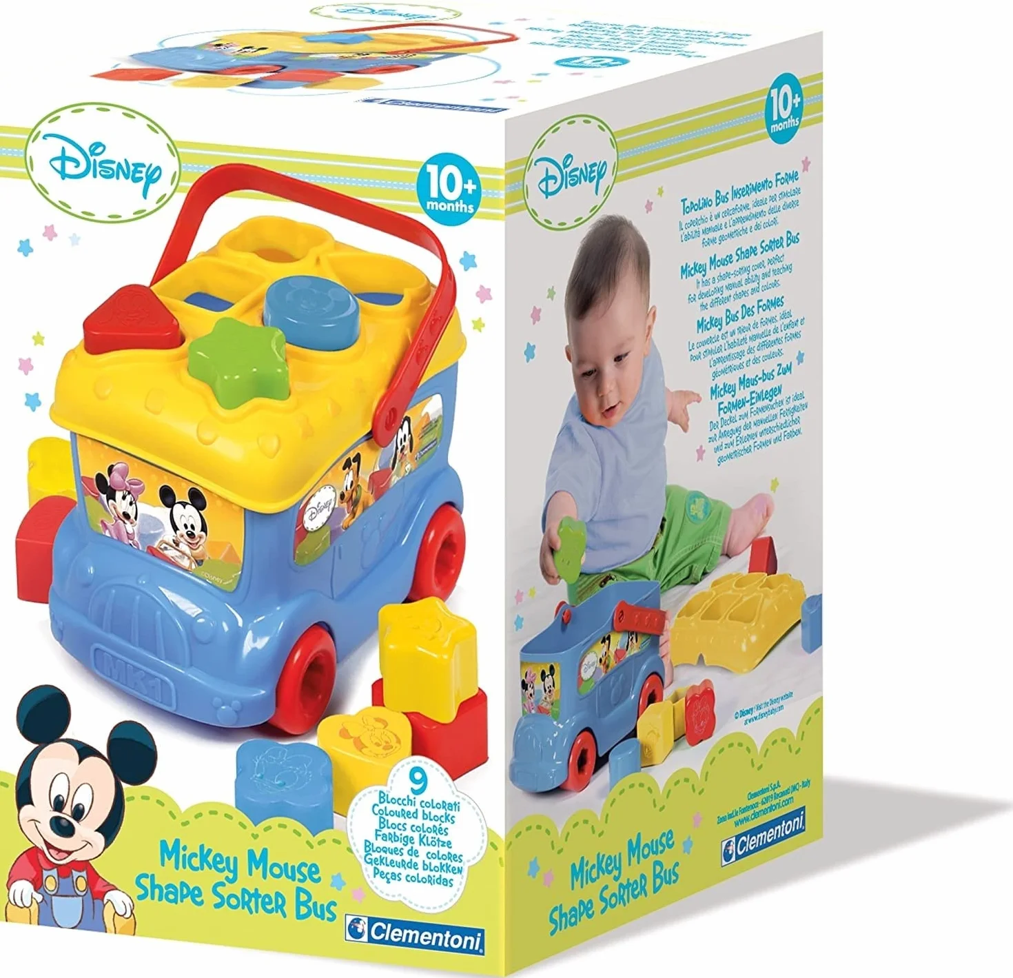 Clementoni Bus des Formes Mickey Mouse Jouet d'Éveil Formes et Couleurs 10 Mois+