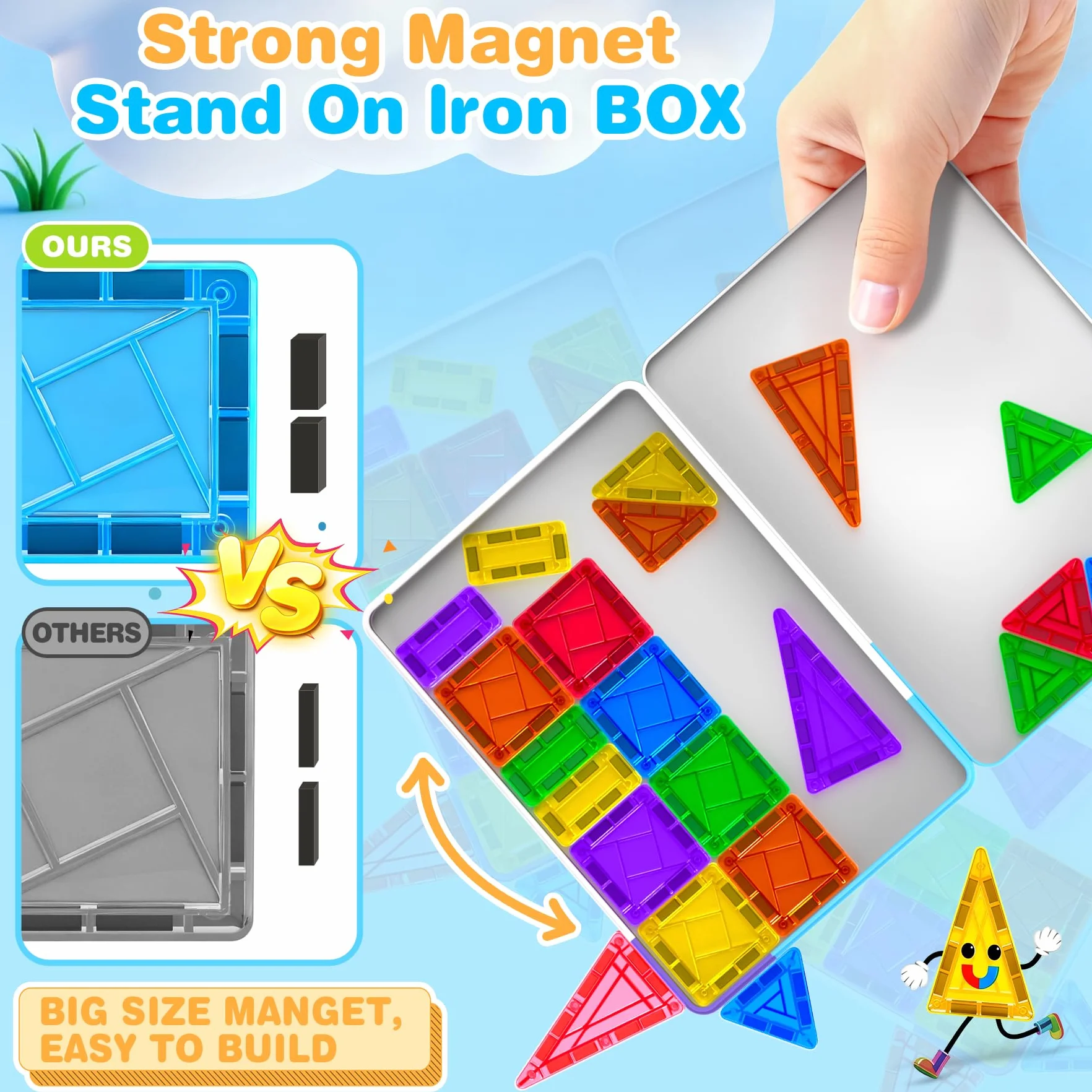 Bloc de Construction Magnetique 54PCS Jouet Cadeau Enfant 3 Ans Blocs Magnetic Tiles Montessori