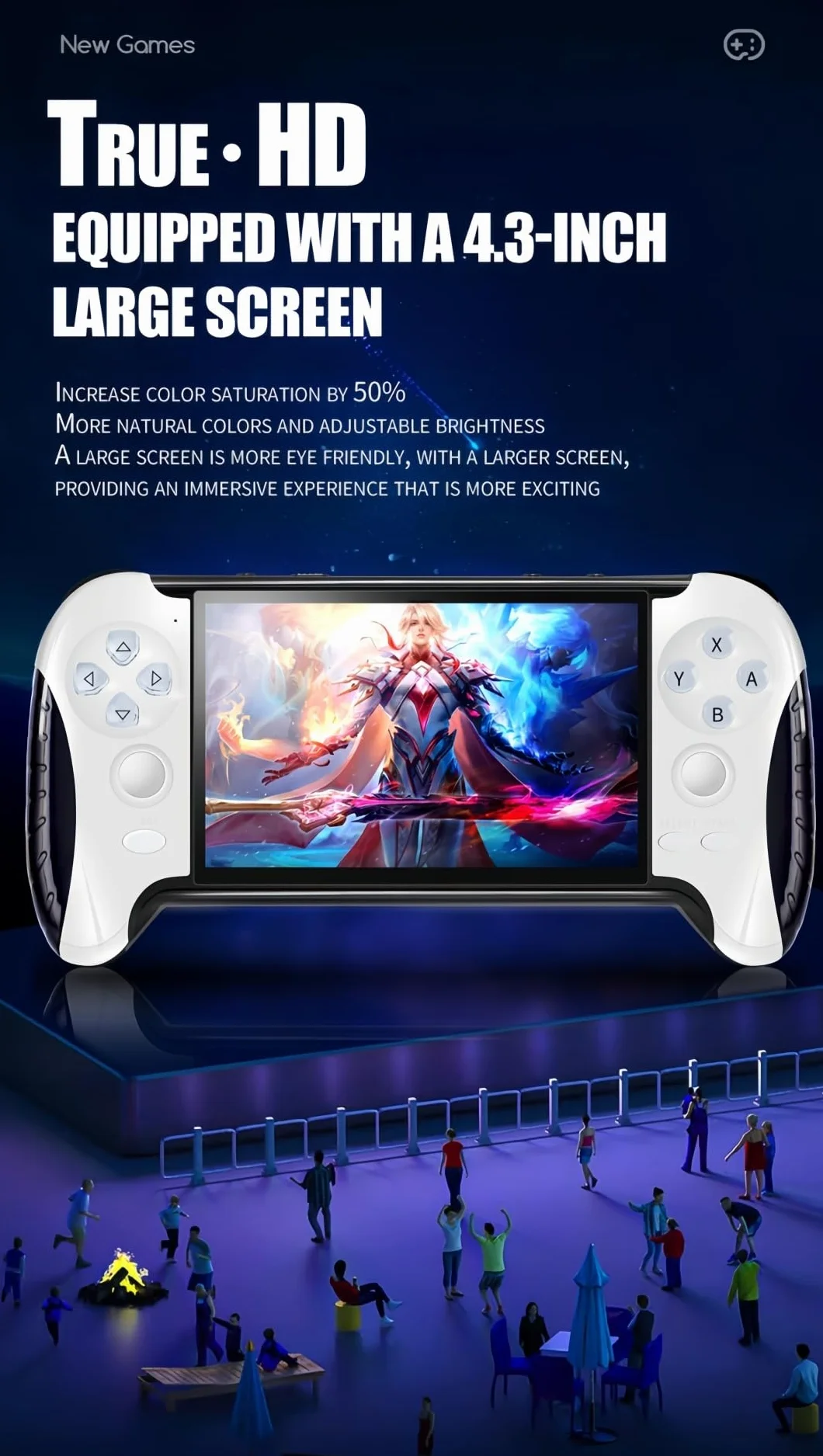 Console de Jeu Vidéo Portable 4,3 Pouces Émulateurs Multiples Sortie TV Jeux Rétro