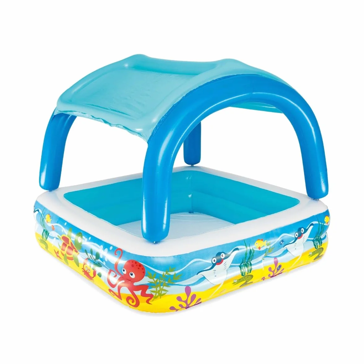 Bestway Piscine de jeu avec auvent bleu 140x140x114 cm