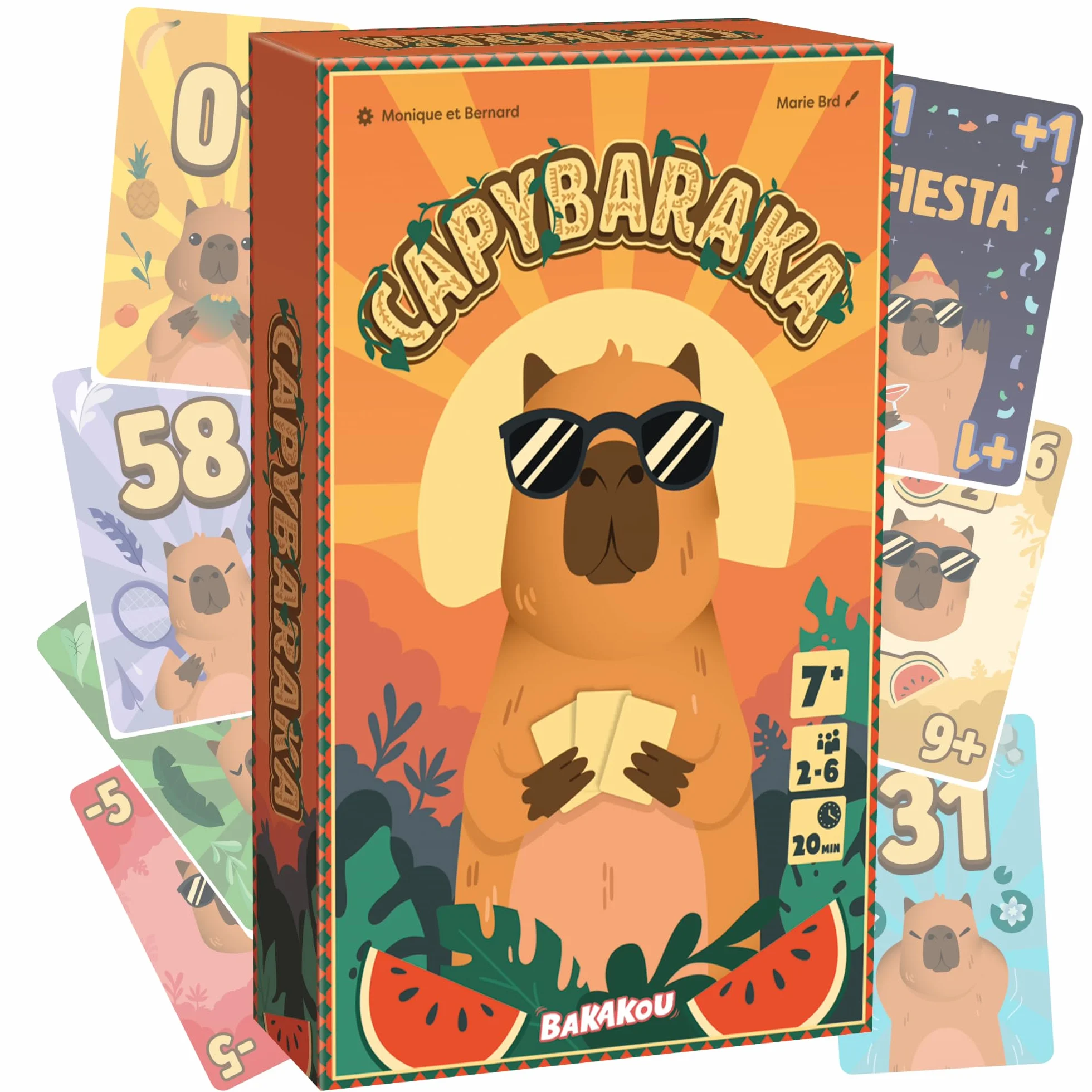Capybaraka - Jeu de Cartes Familial et Tactique - Choix Simultané, Pastèques & Fiesta - 2 à 6 Joueurs - Dès 7 Ans - 20 Min