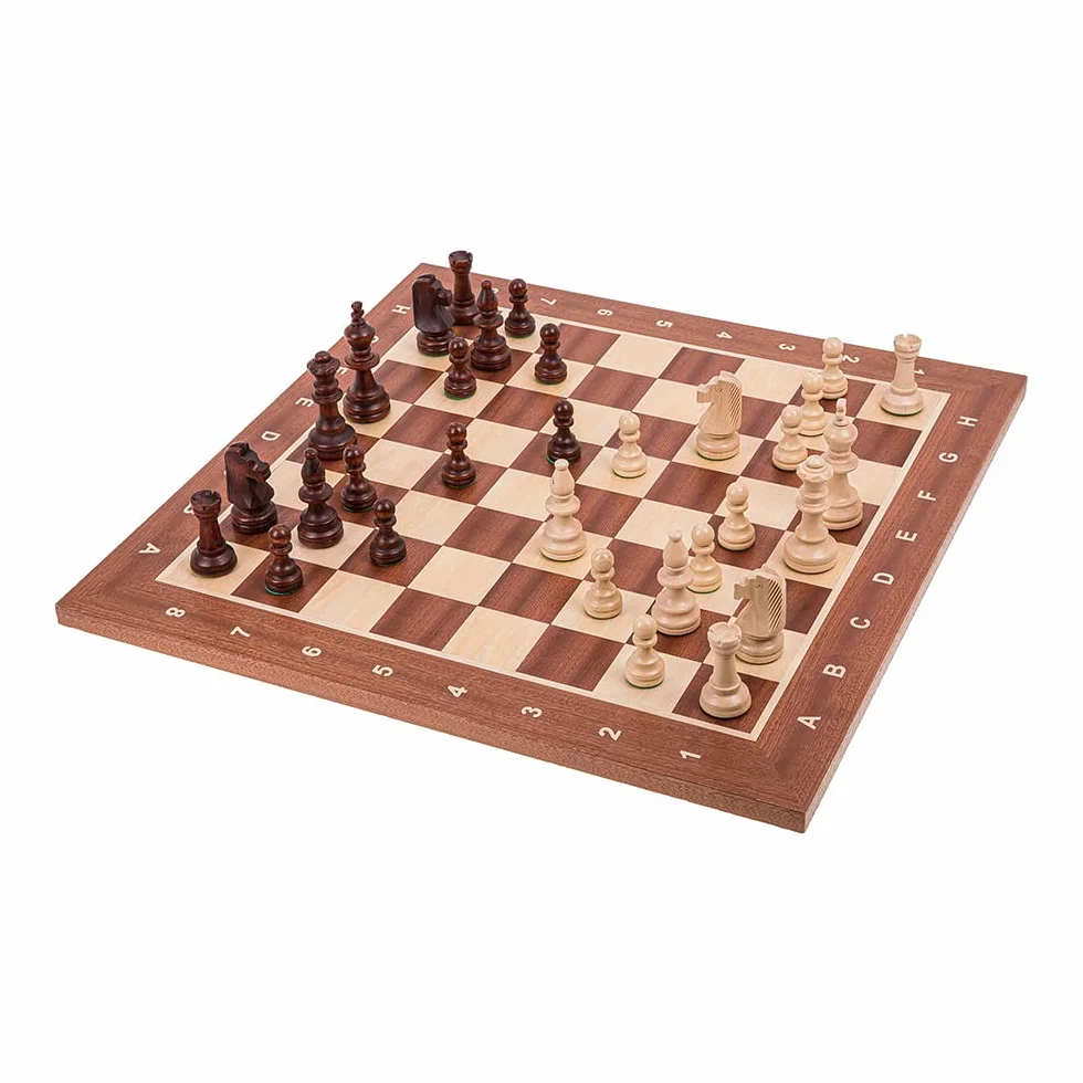 Square - Professionnel Set Tournoi Échecs No 6 Acajou + 2 x Extra Dames - Échiquier en Bois + Pièces d'échecs - Staunton 6