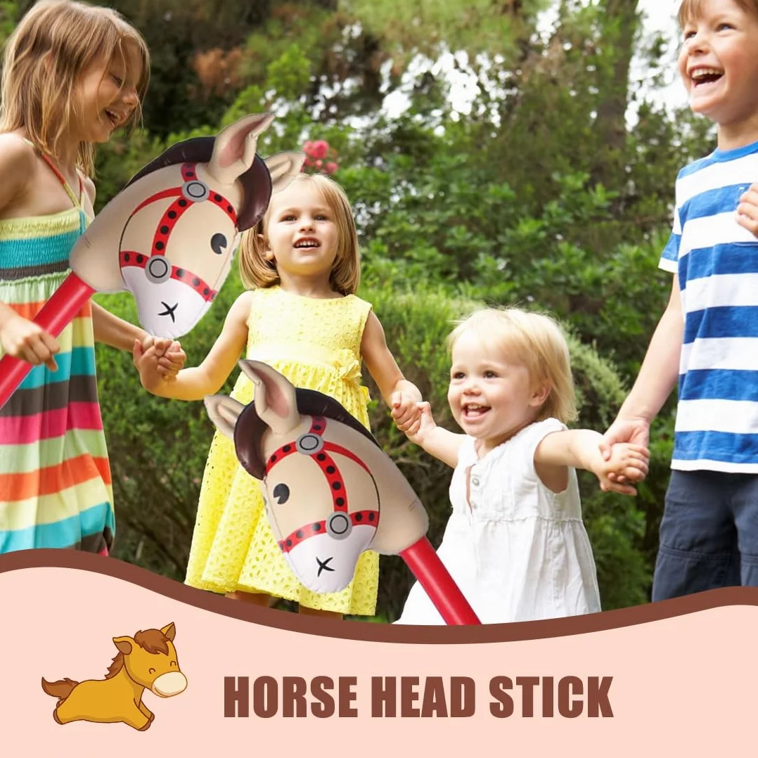 XPEX Gonflable Cheval Bâton Jouets 4 Pièces Accessoires Scène Cadeau Enfants Noir Rose Rouge Marron