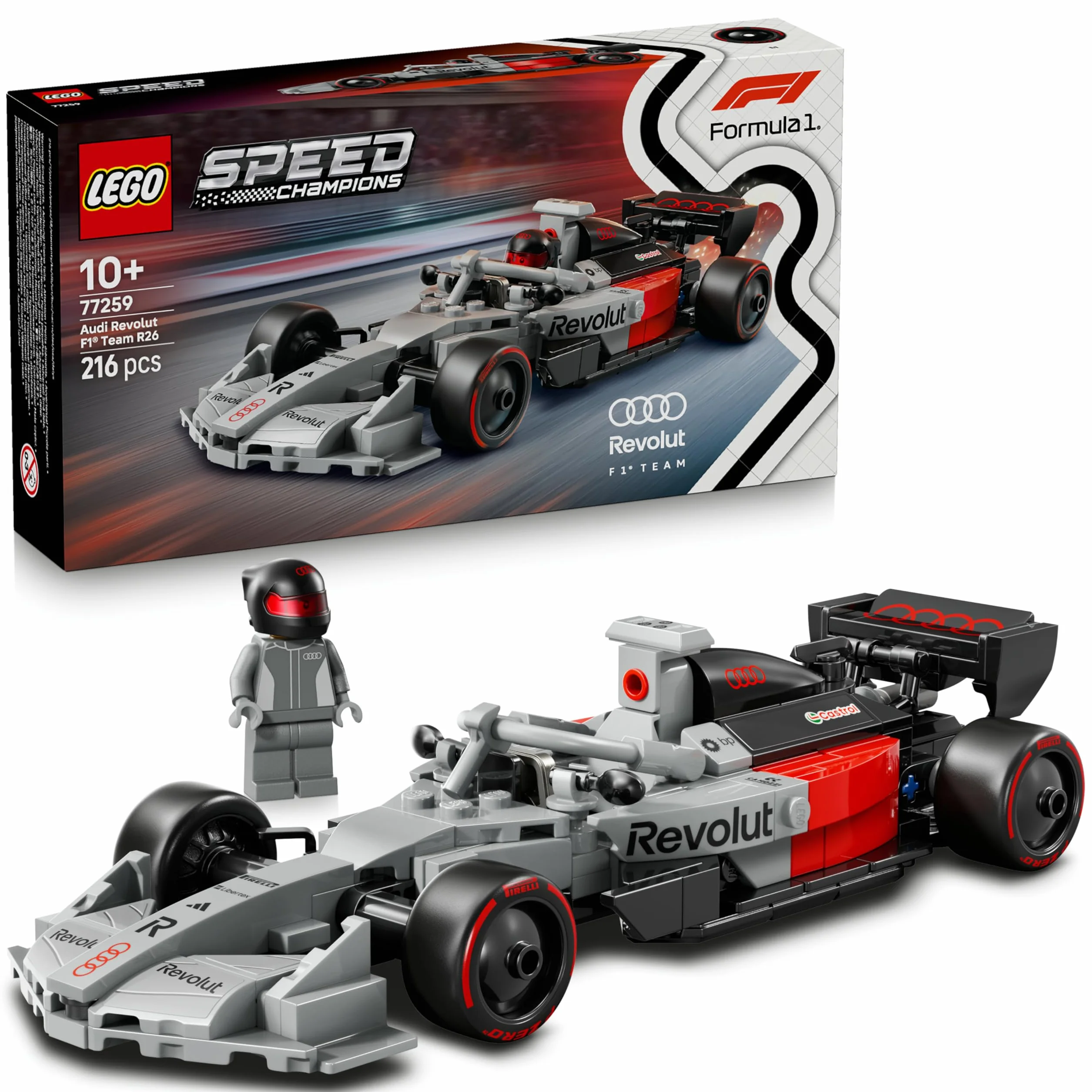 LEGO Speed Champions Audi Revolut F1 Team R26 Voiture de Course 77259 Jouet Maquette Minifigurine Pilote