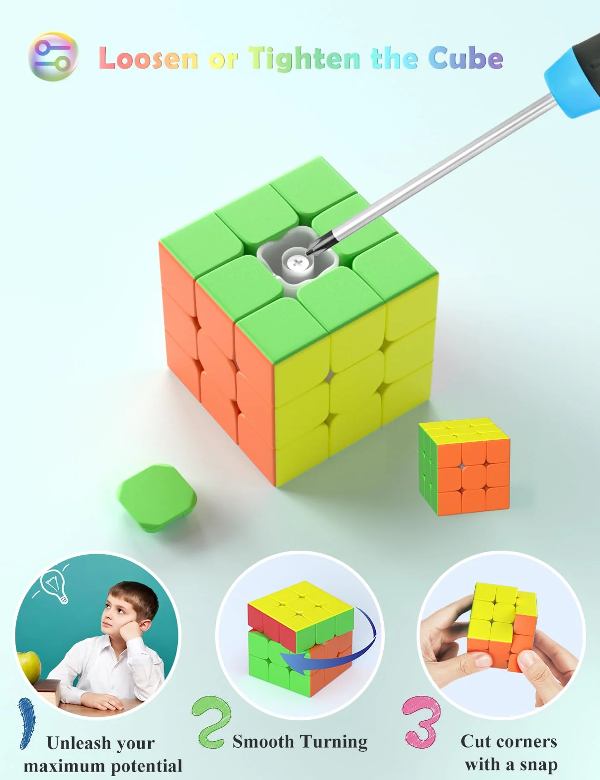 ROXENDA Cube de Vitesse 3x3 Speed Cube Stickerless Magique 3x3x3