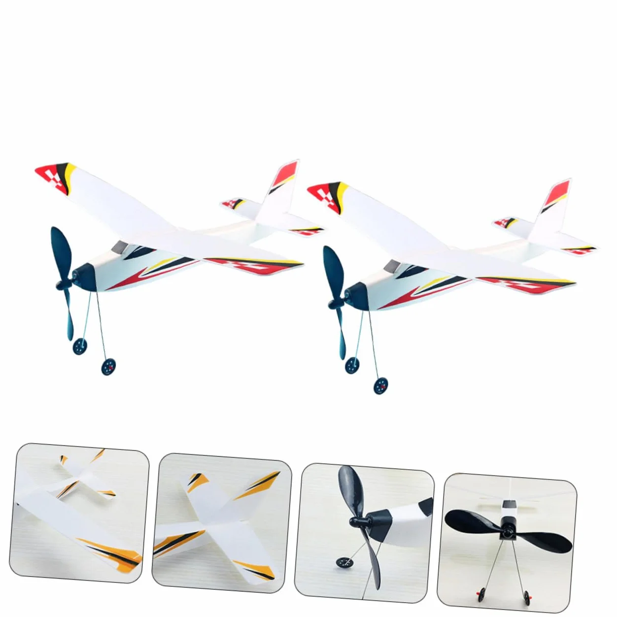 ERINGOGO Lot de 2 Planeurs en Mousse Avion Biplan 3D à Assembler pour Garçon et Filles