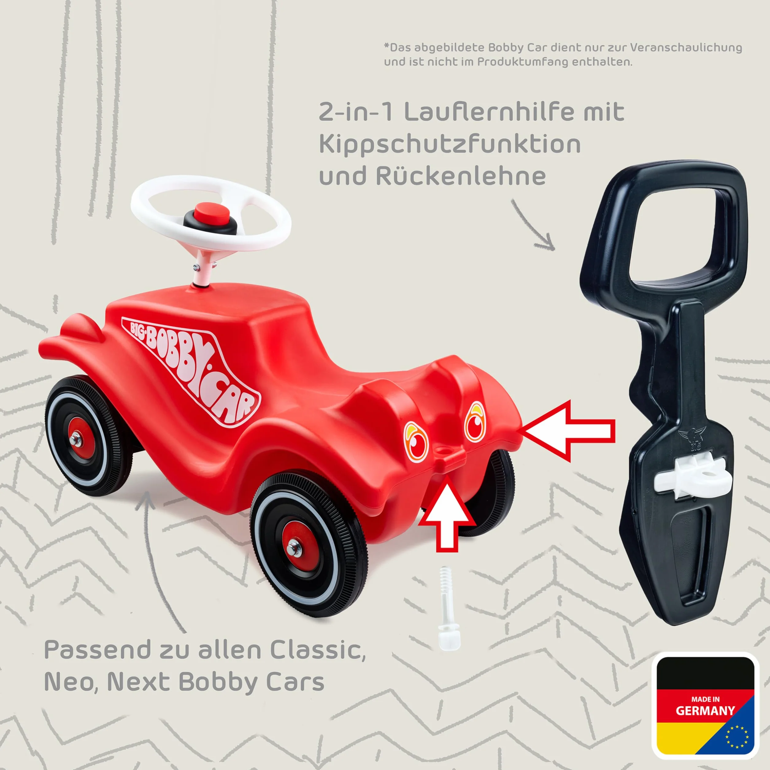 Big Bobby Car Trotteur Porteur Enfant 2 en 1 Rouge