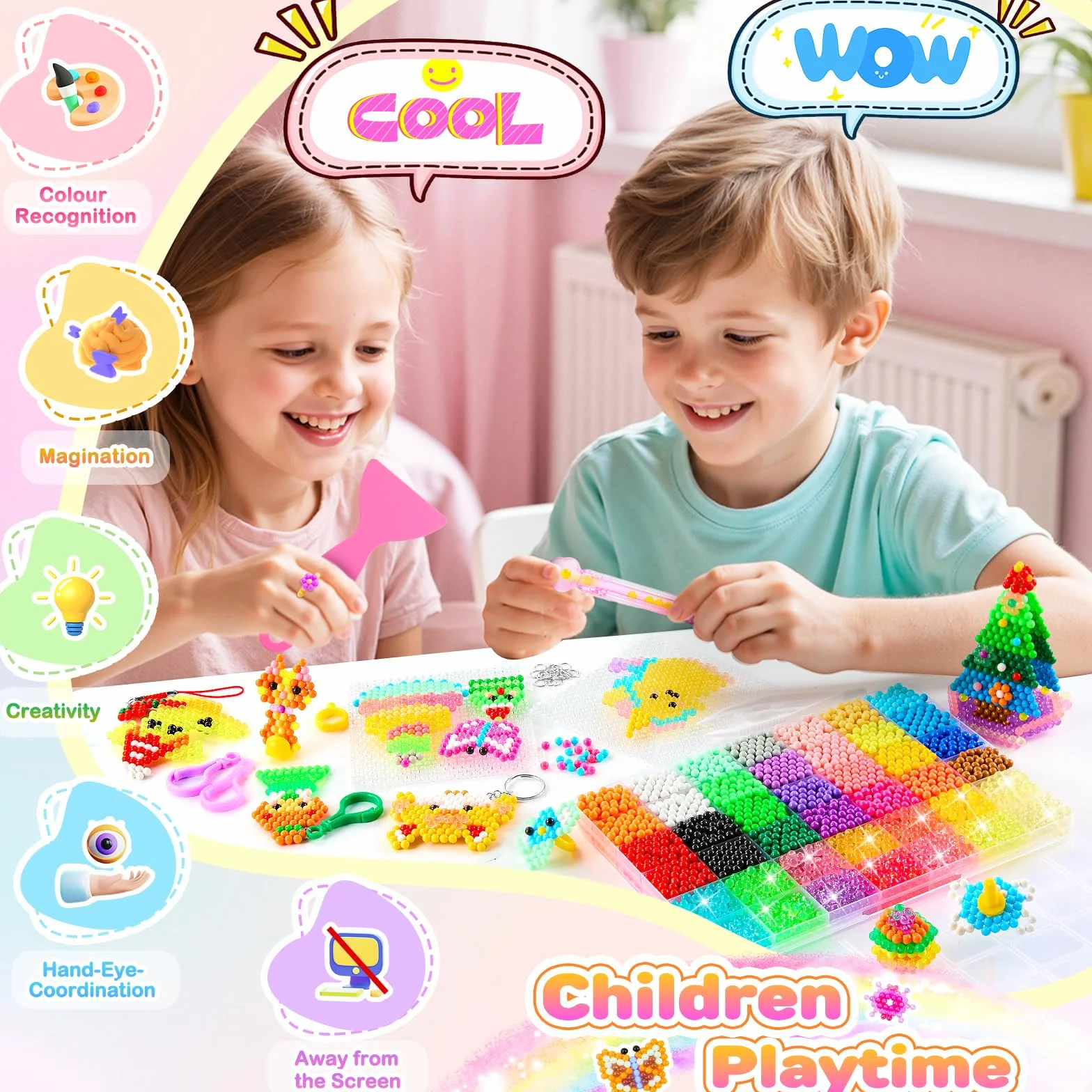 Besdiyart Perles d'eau paillettes enfants set recharge brillent dans le noir perles magiques bricolage