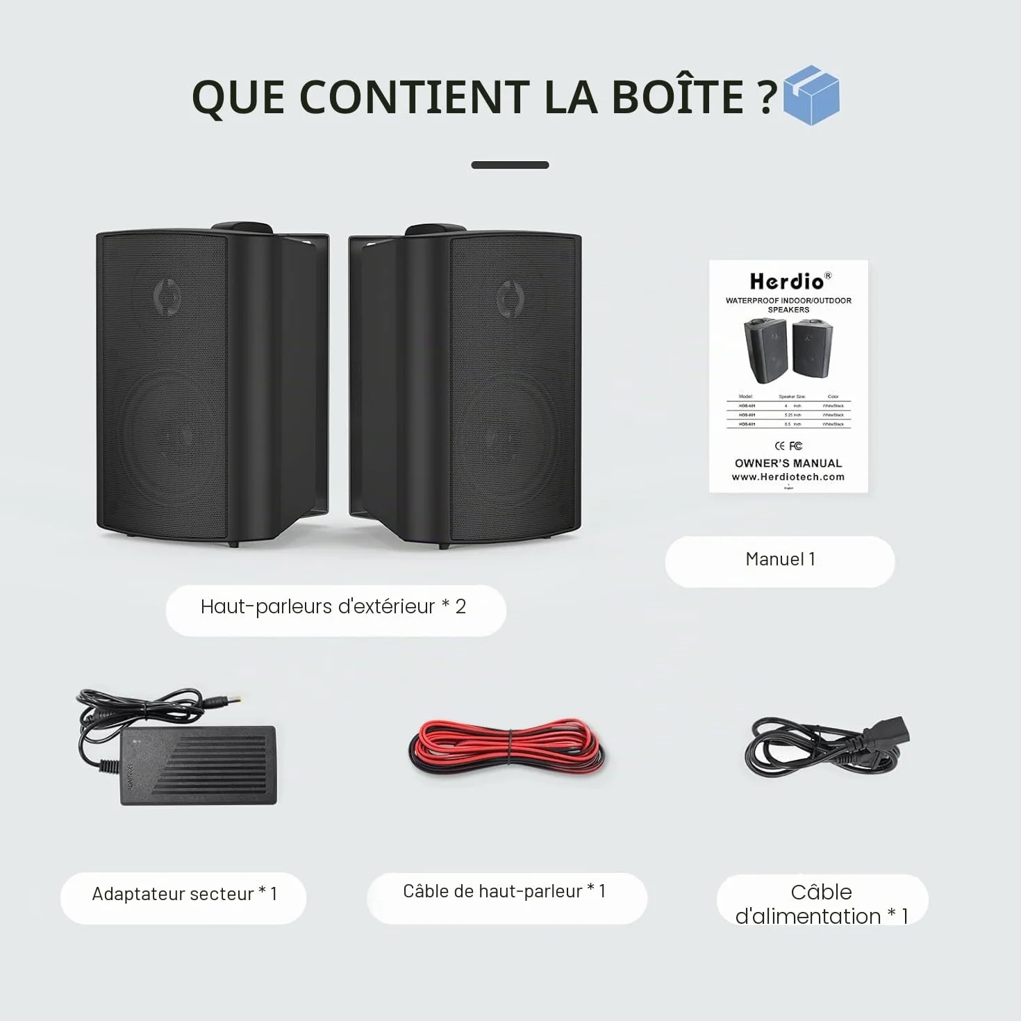Herdio 4 Pouces Enceinte d'Extérieur Bluetooth 200W 2 Voies Etanche Haut-parleur Extérieur Noir
