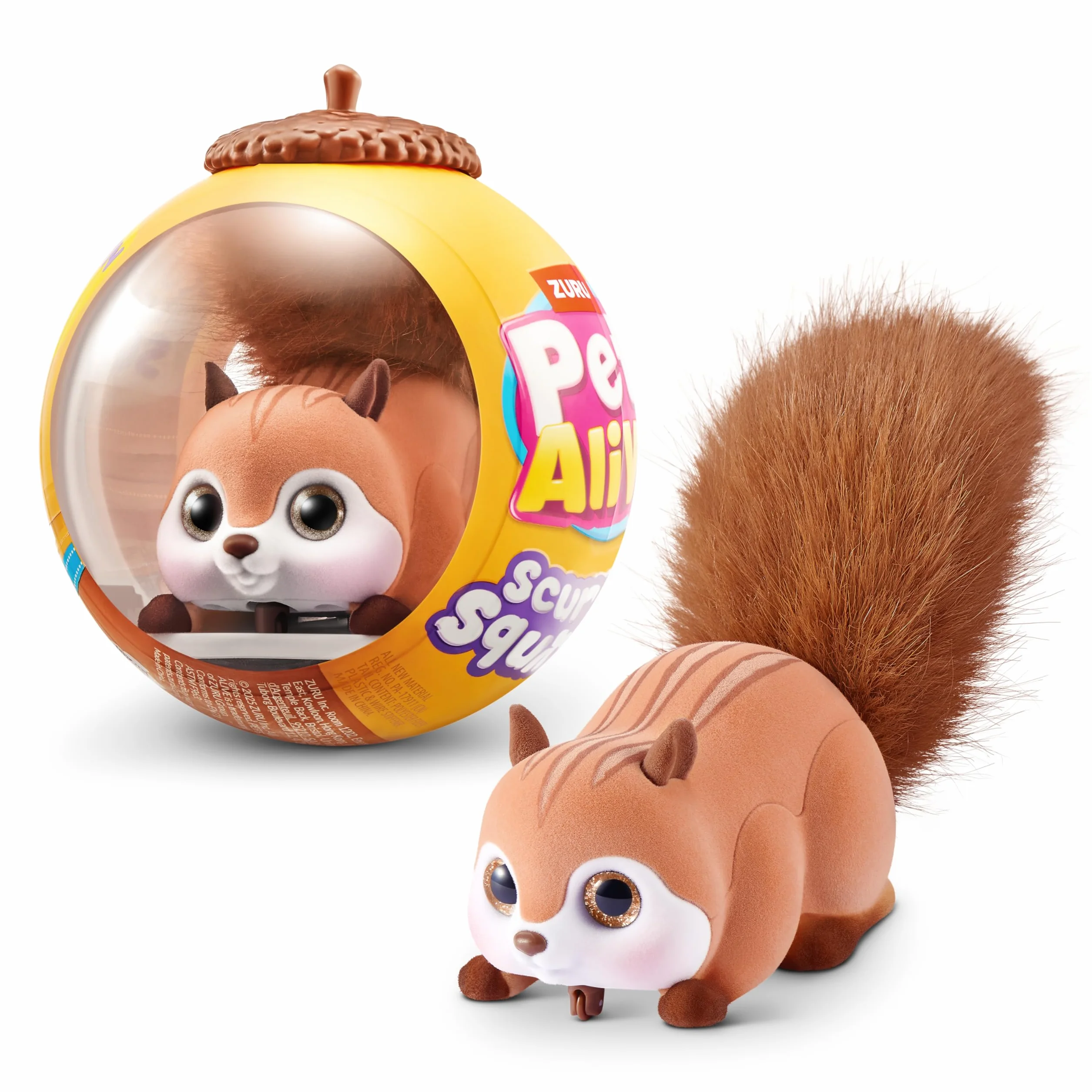 ZURU Pets Alive Scurry'n Squirrel Marron Jouet Animal Robotique Interactif Écureuil Mobile Sons Réalistes 2 Ans+