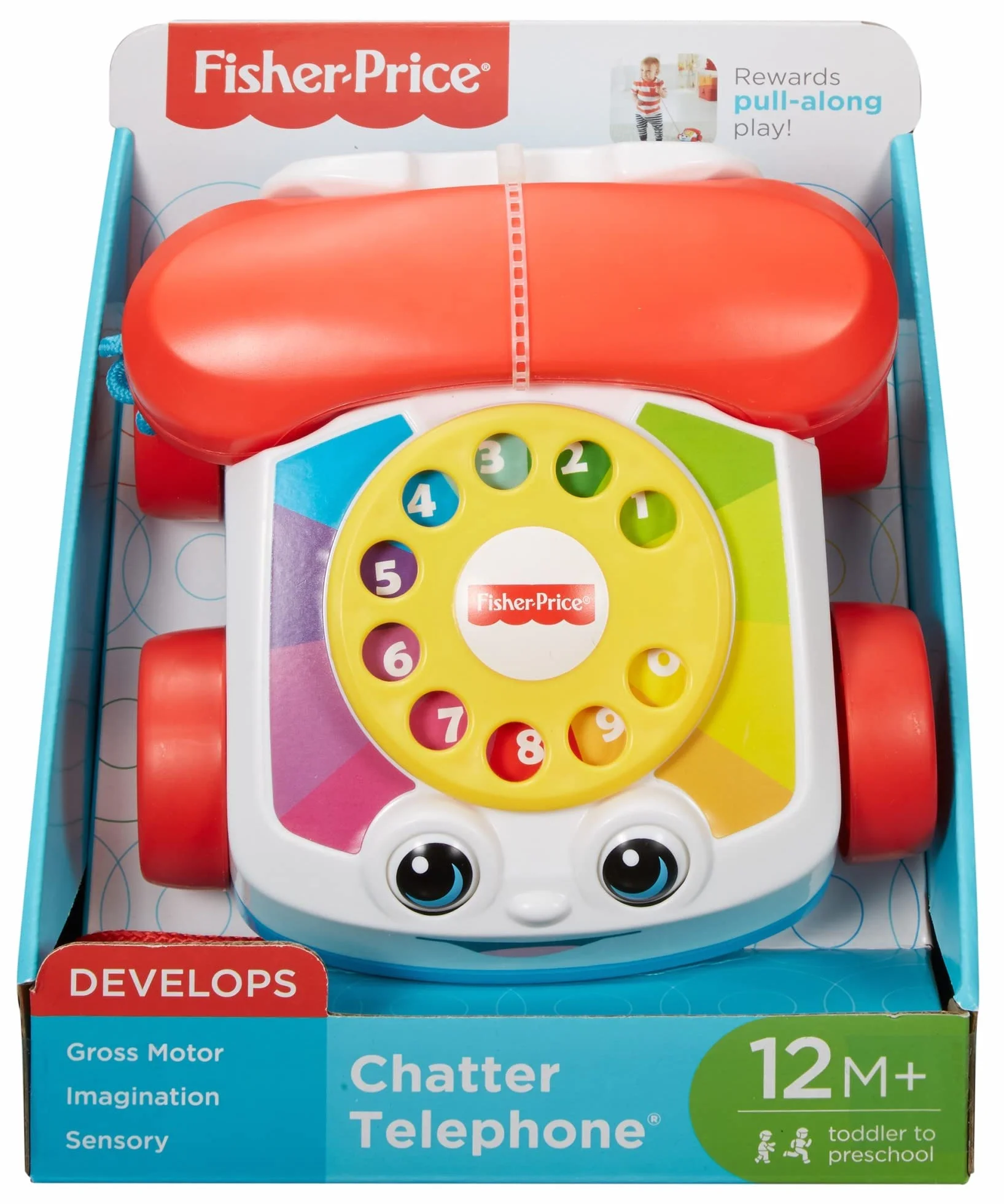 Fisher-Price Mon Téléphone Mobile Jouet bébé, Cadran factice Rotatif, Apprendre Chiffres Couleurs, 12 Mois+, FGW66