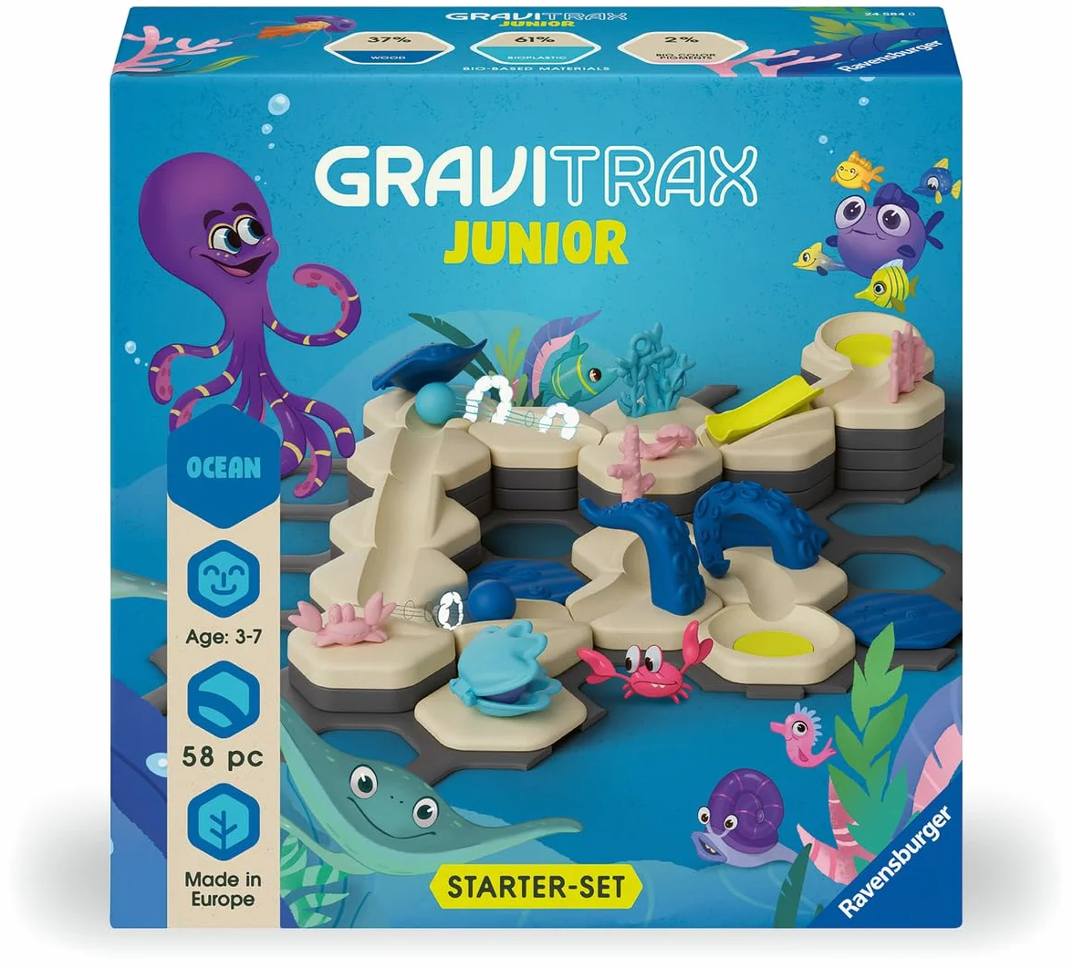 Ravensburger GravitraX Junior S Ocean Piste à Bille Extensible Enfants, Marbre Écologique