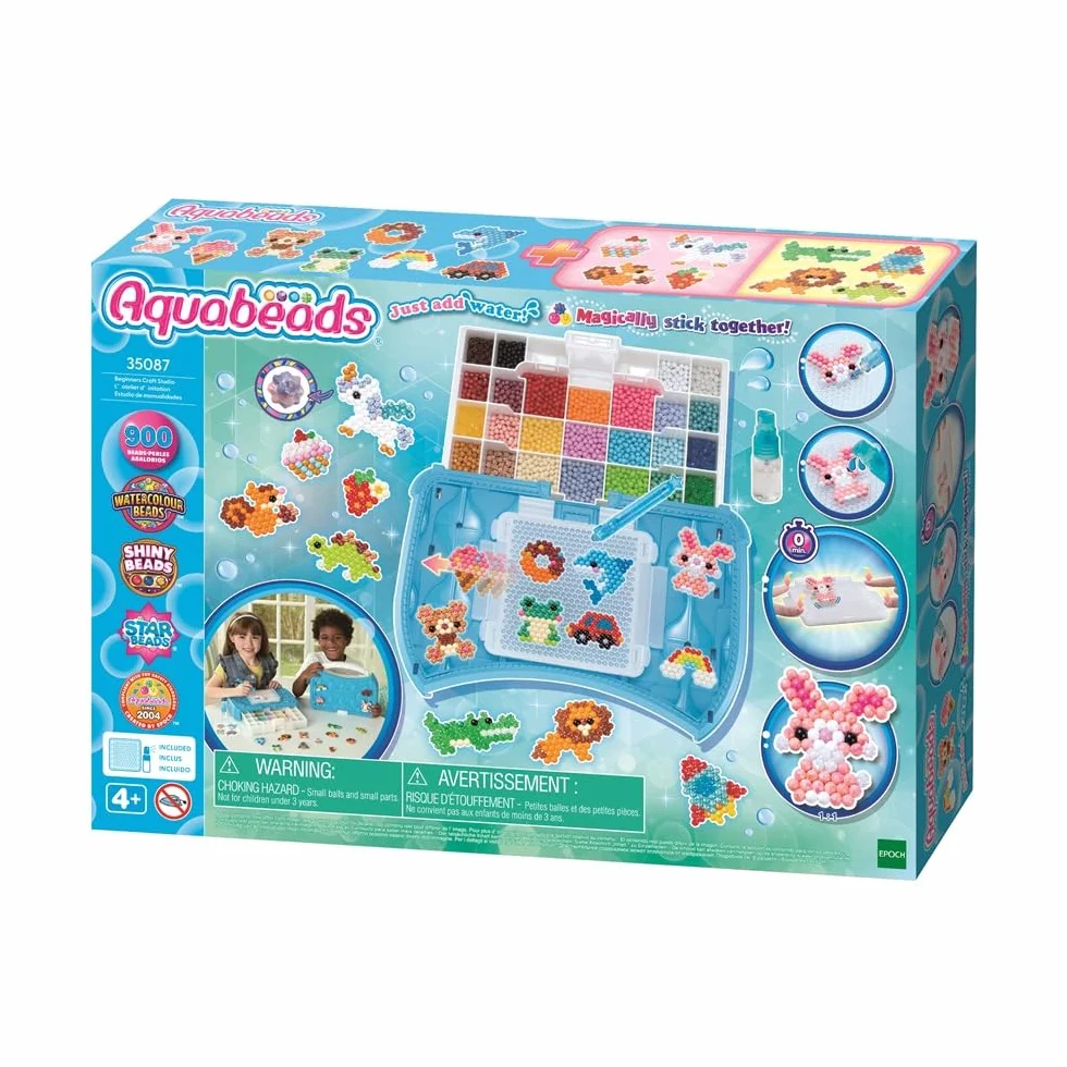 Aquabeads L'atelier d'initiation Kit de Loisirs créatifs Coffret de Perles Qui collent avec de l'eau Jouet Enfant 4 Ans 35087