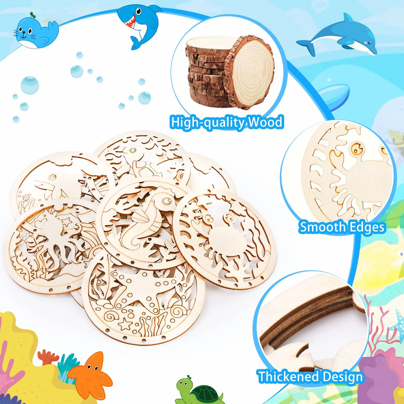 Kit Créatif Carillons à Vent Animaux Marins en Bois DIY, Activité Manuelle Enfant Décoration Été