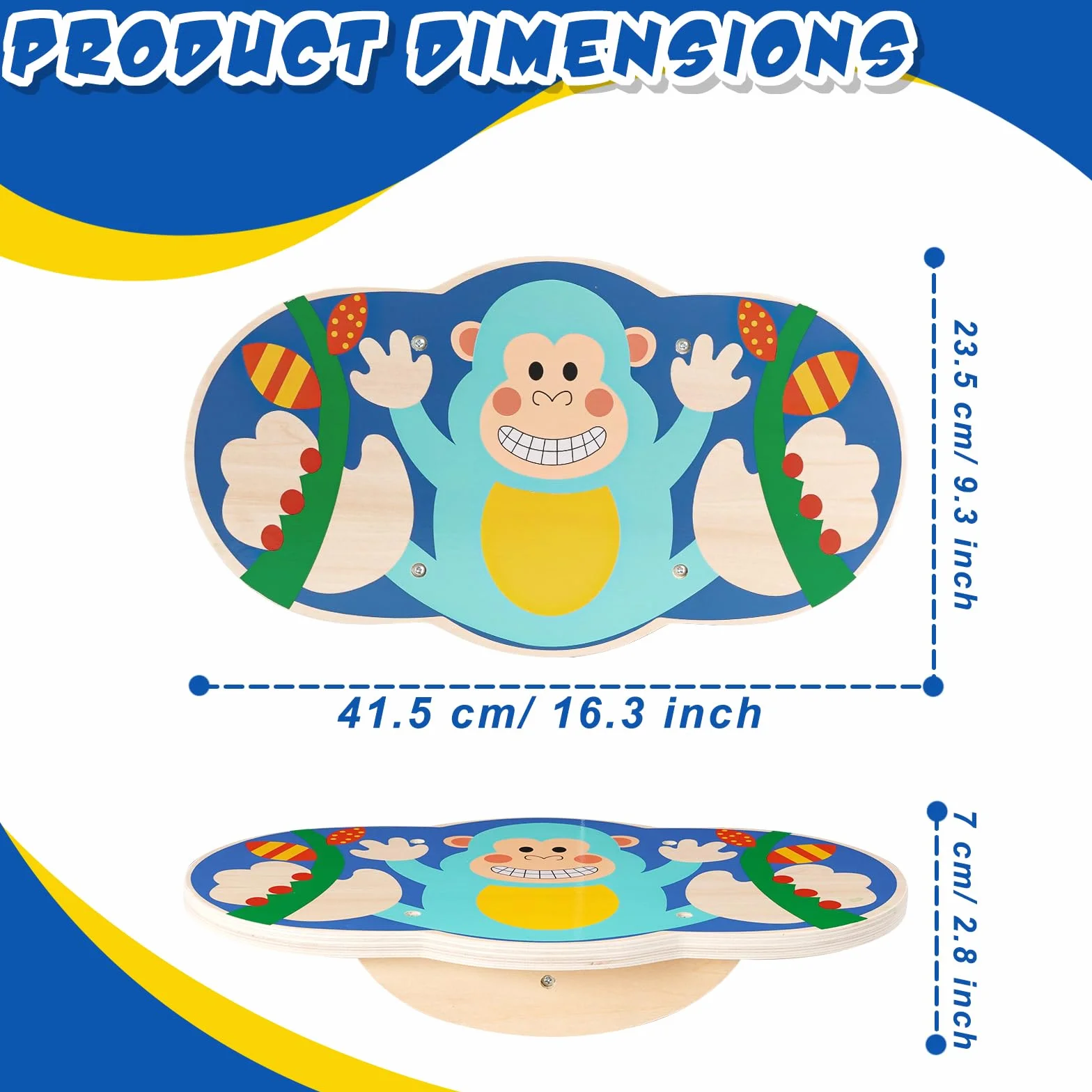 Planche d'équilibre en bois enfant singe - Planche oscillante intérieur