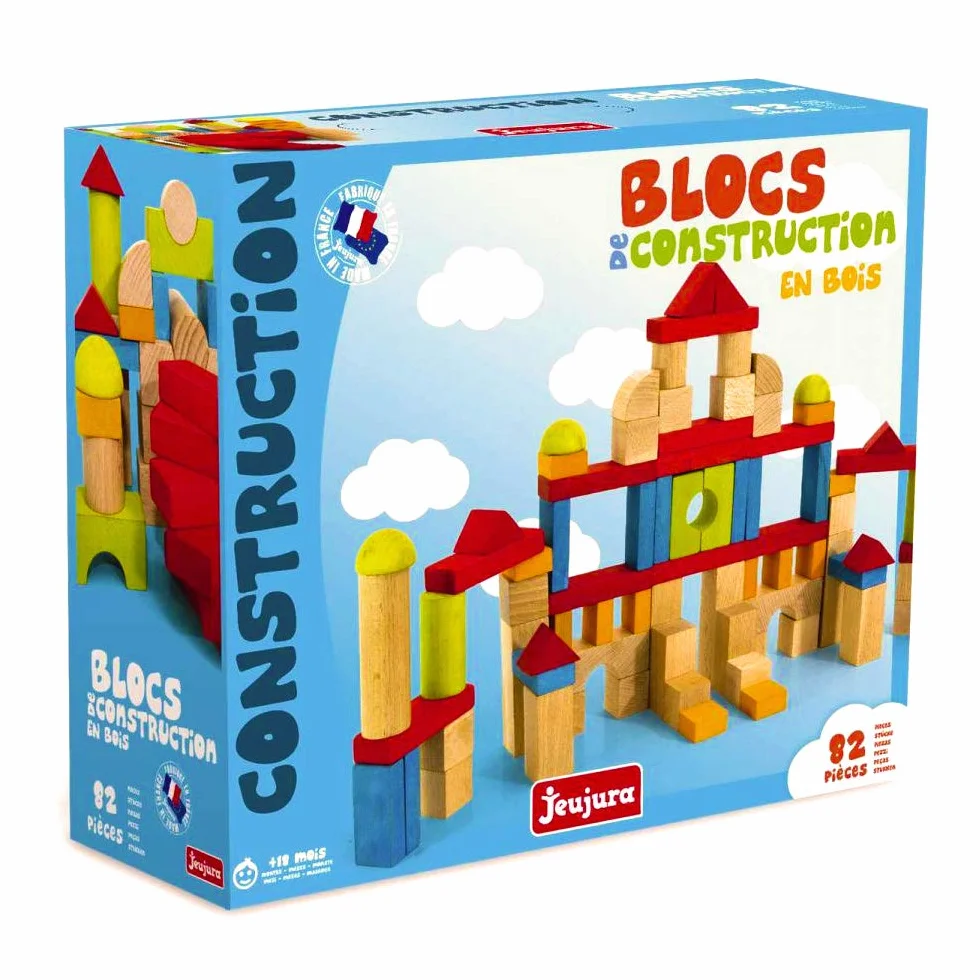 Jeujura Jeux de Construction 82 Pièces en Bois 1 inch