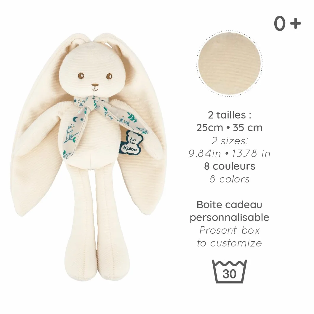 Kaloo Lapinoo Pantin Lapin Peluche Bébé Bi-Matières Jersey Tricot 25 cm Crème Boîte Cadeau