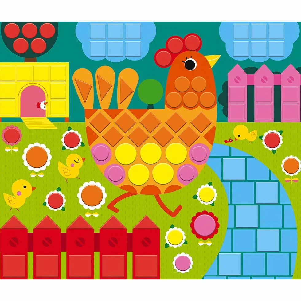 Janod Coffret Mosaïques en Mousse Animaux Les Ateliers du Calme Kit Loisir Créatif dès 3 ans