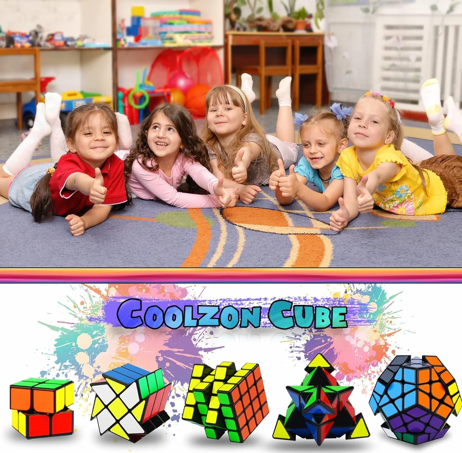 Coolzon Speed Magic Cube Set 5 Pack 2x2 4x4 Pyraminx Megaminx Puzzle Cube Jouet Enfants Adultes