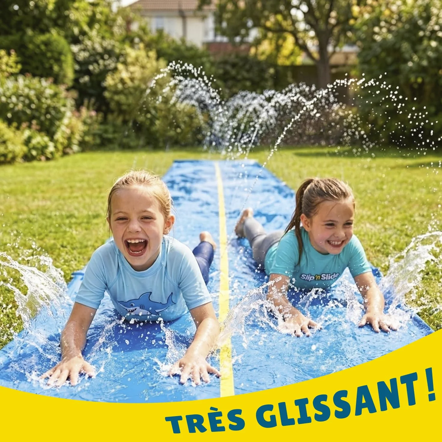 VentriBattle Officiel Tapis de Glisse Double Piste 10 mètres Slip'n Slide Jeu d'Eau Extérieur