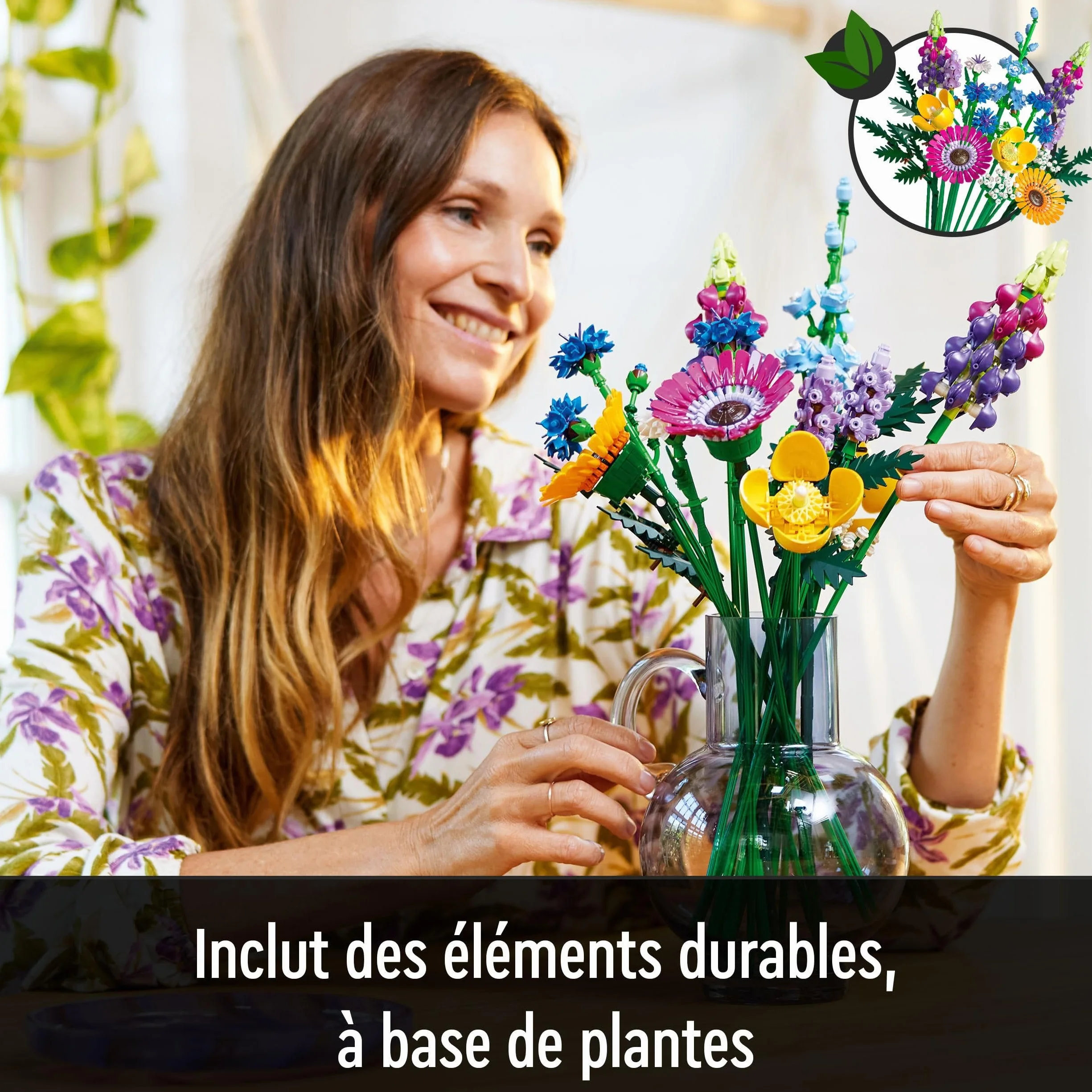 LEGO Botanicals Bouquet de Fleurs Sauvages Plantes Artificielles Coquelicots Lavande Activité Manuelle Adulte 10313
