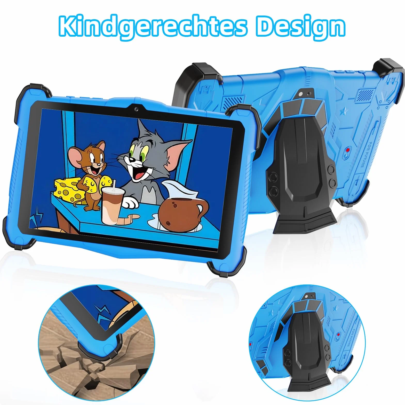 EagleSoar Tablette Enfants 10 Pouces, Android 14 Processeur Octa-Core, Kids 3 à 12 Ans, 10Go RAM + 64Go ROM, AVCE Logiciel Apprentissage pour Eenfants et Contrôle Parental (Blau)