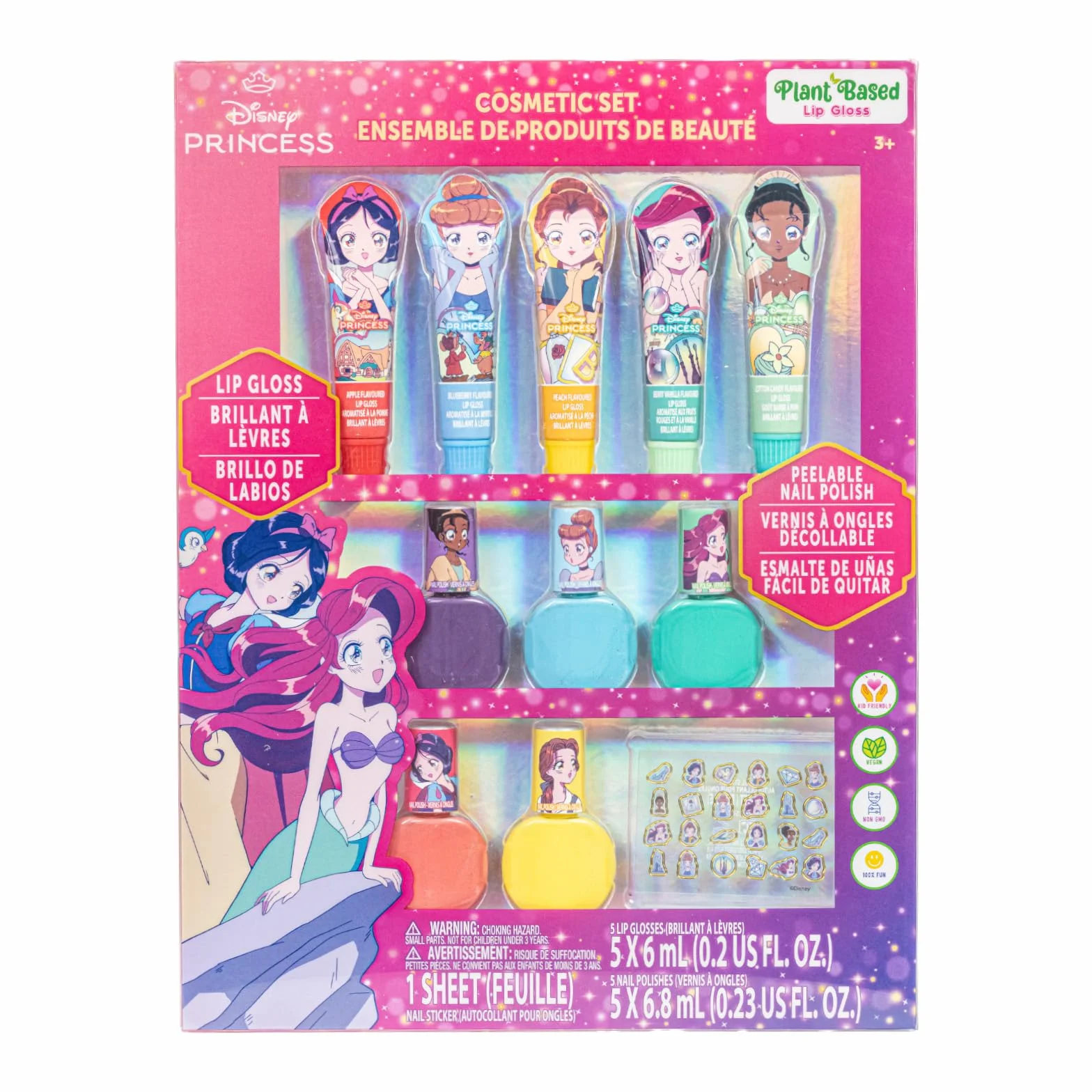 Disney Princess Coffret Maquillage Pailleté 11 pcs Gloss Vernis Stickers