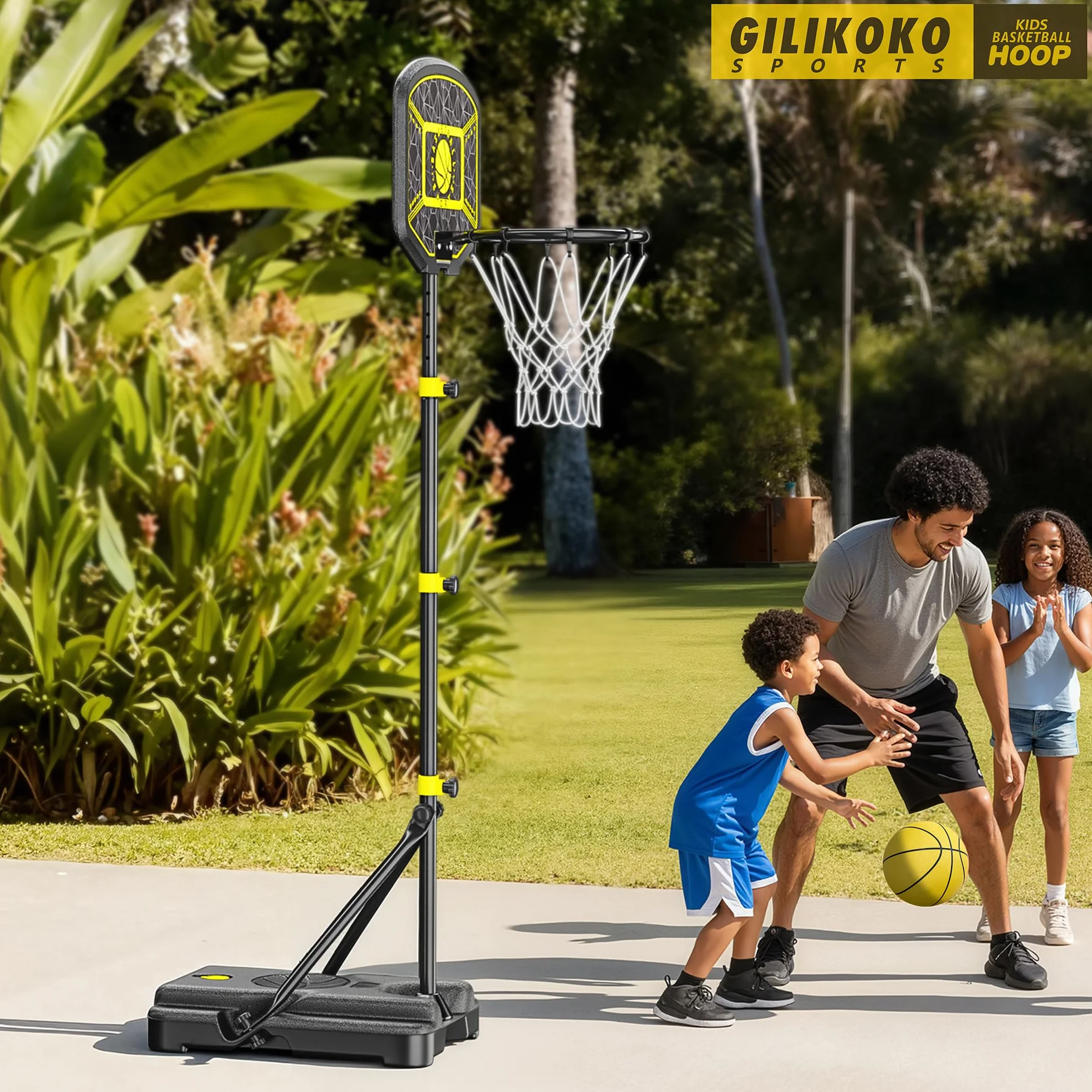 Panier de Basket Enfants Hauteur Réglable 110-190 cm Jouets Extérieur Intérieur