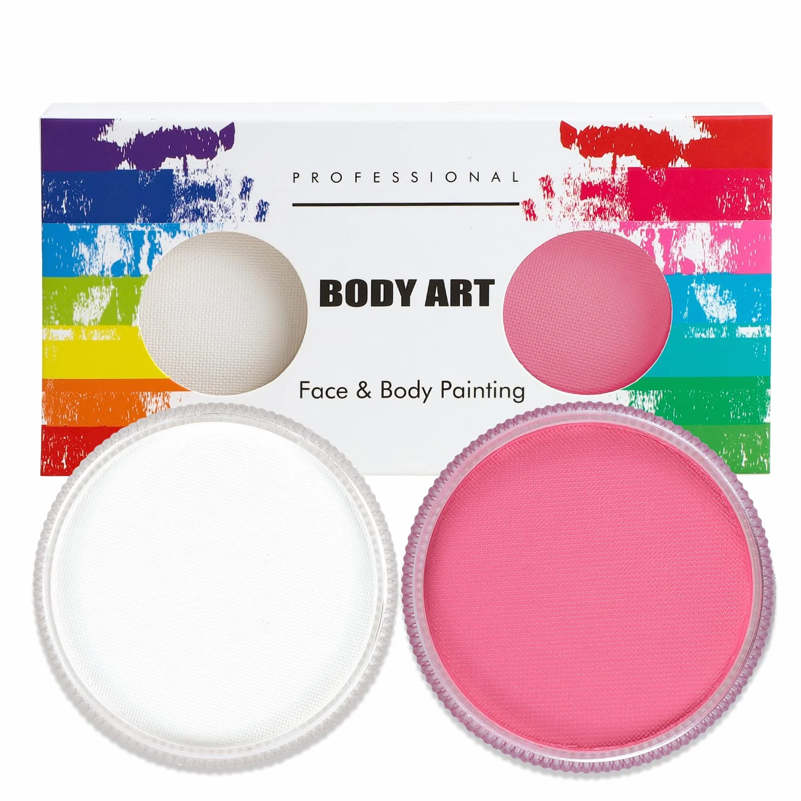 FLYISH DIRECT Maquillage Enfants Carnaval - 2 x 30g Peinture Visage Enfant - À base d'eau - Blanc+Rose