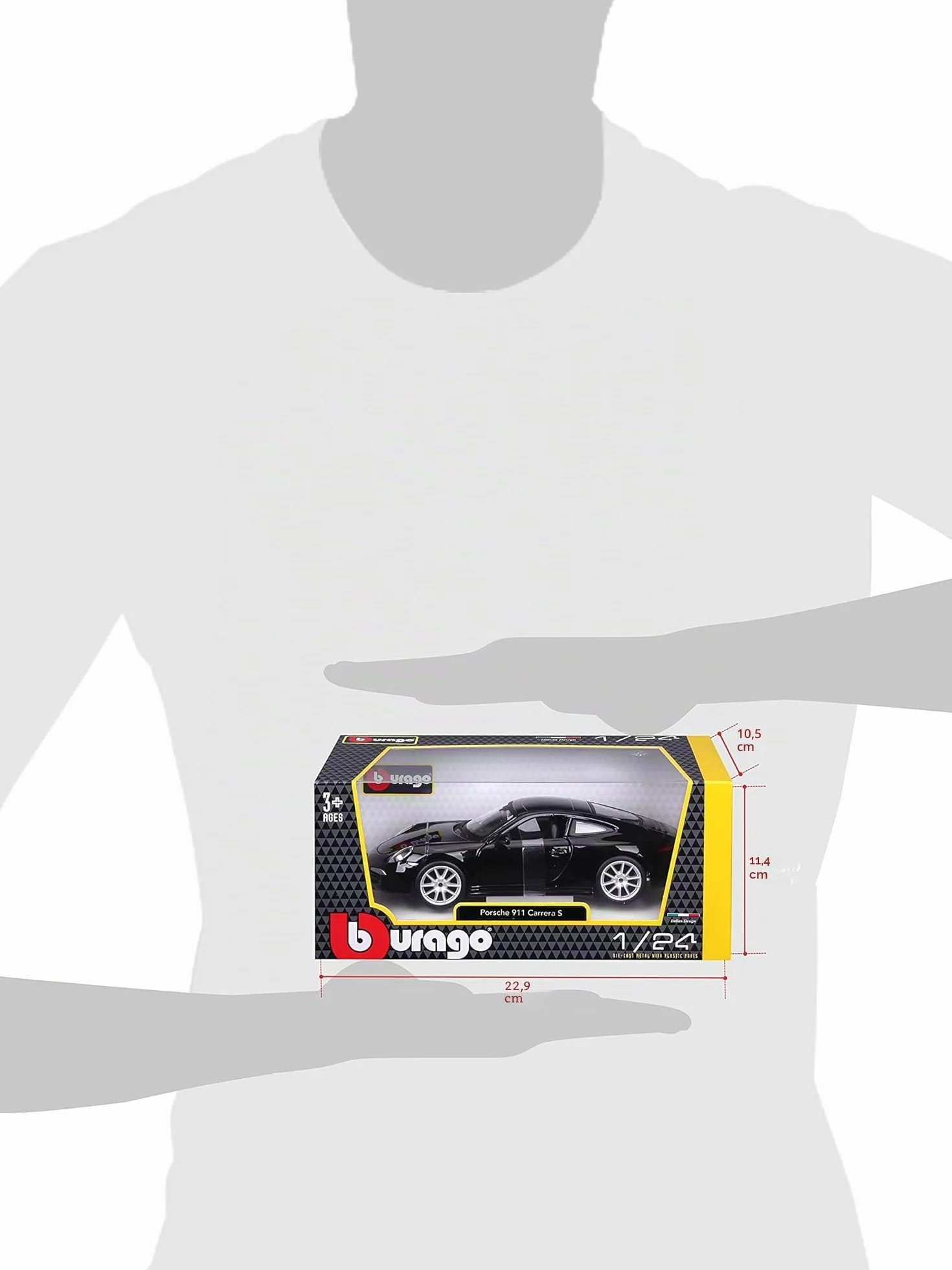 Burago 1/24 Porsche 911 Carrera Noire, 3+ ans