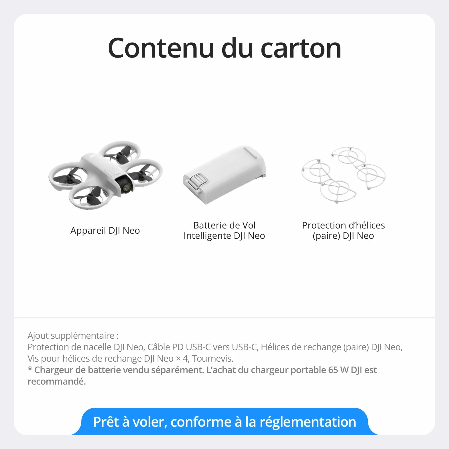DJI Neo Mini Drone avec Caméra 4K Ultra-HD 135 g Suivi Sujet QuickShots