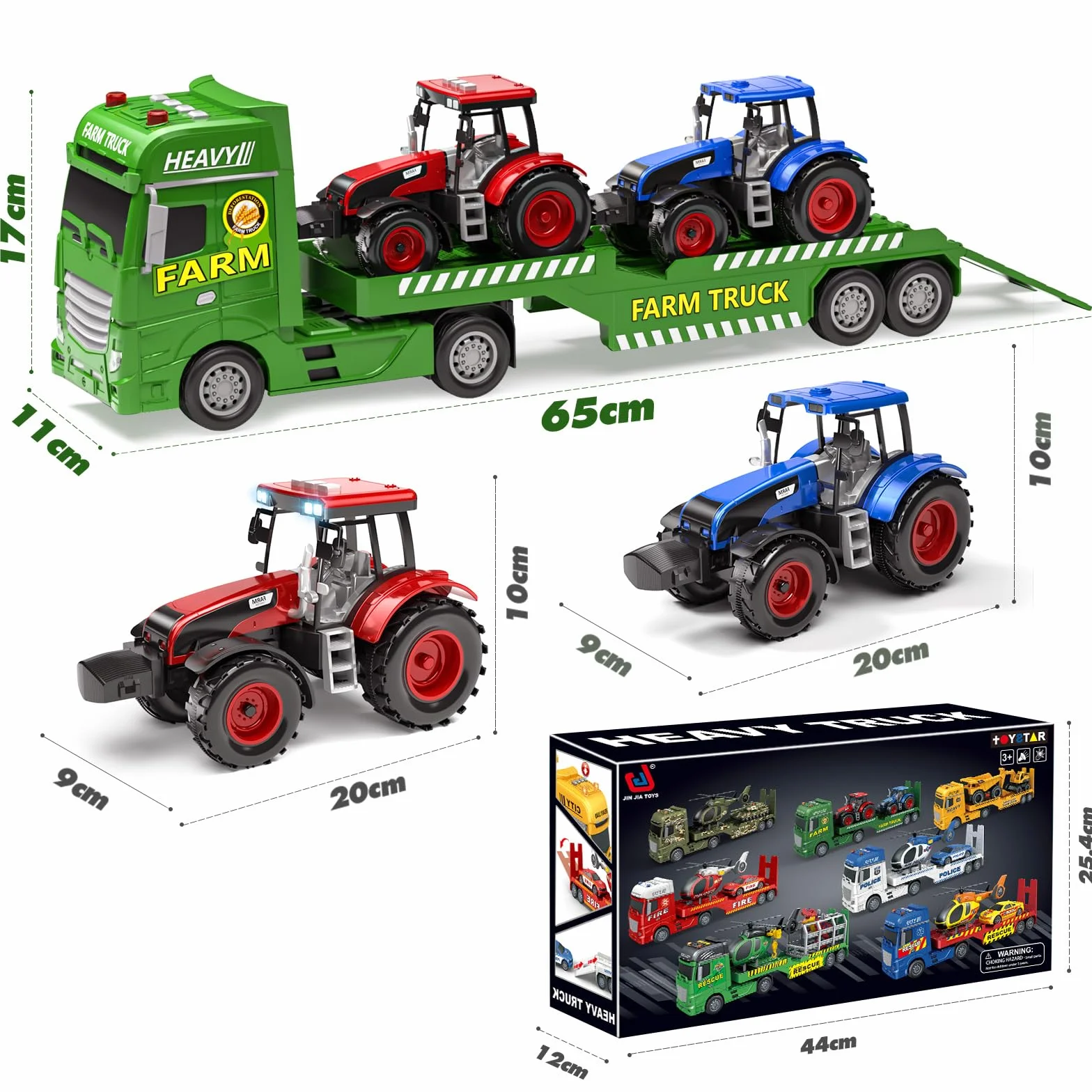 Tacobear Tracteur Jouet avec Sons et Lumières Remorque Amovible Cadeau pour Garçon 3 4 5 6 Ans