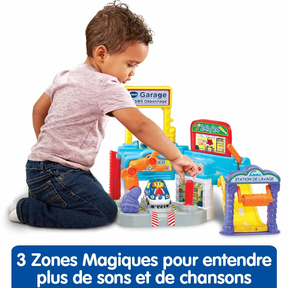 VTech Tut Tut Bolides Garage SOS Dépannage Voiture à Réparer Garage Voitures Enfant 3 Zones Magiques Cadeau 1-5 Ans Français