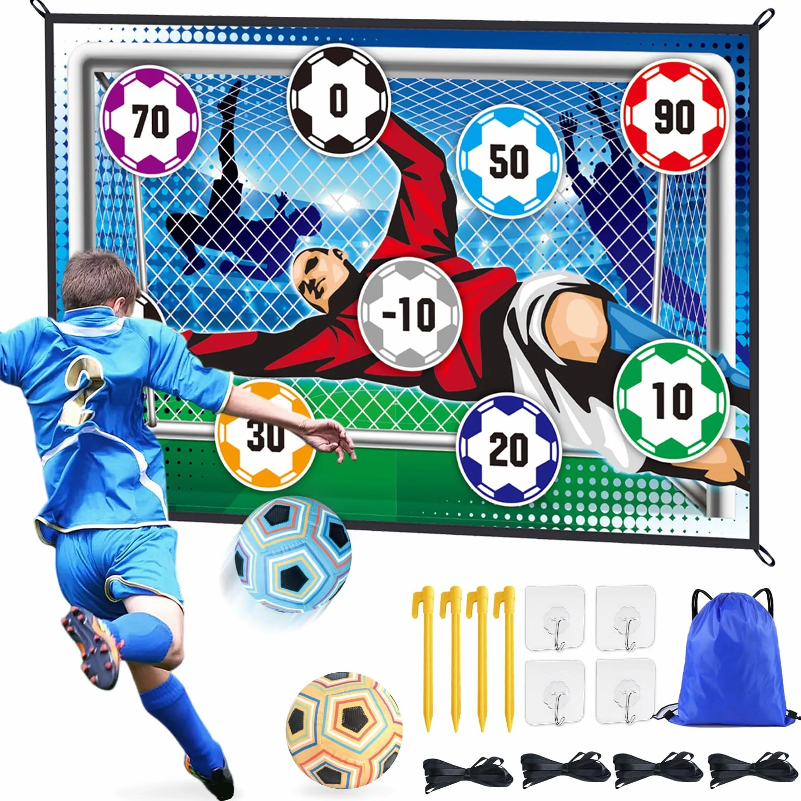 Jeux de Football pour Enfant 3-8 Ans, But de Football en Flanelle Douce avec 2 Balles, Jouet de Sport pour Jardin
