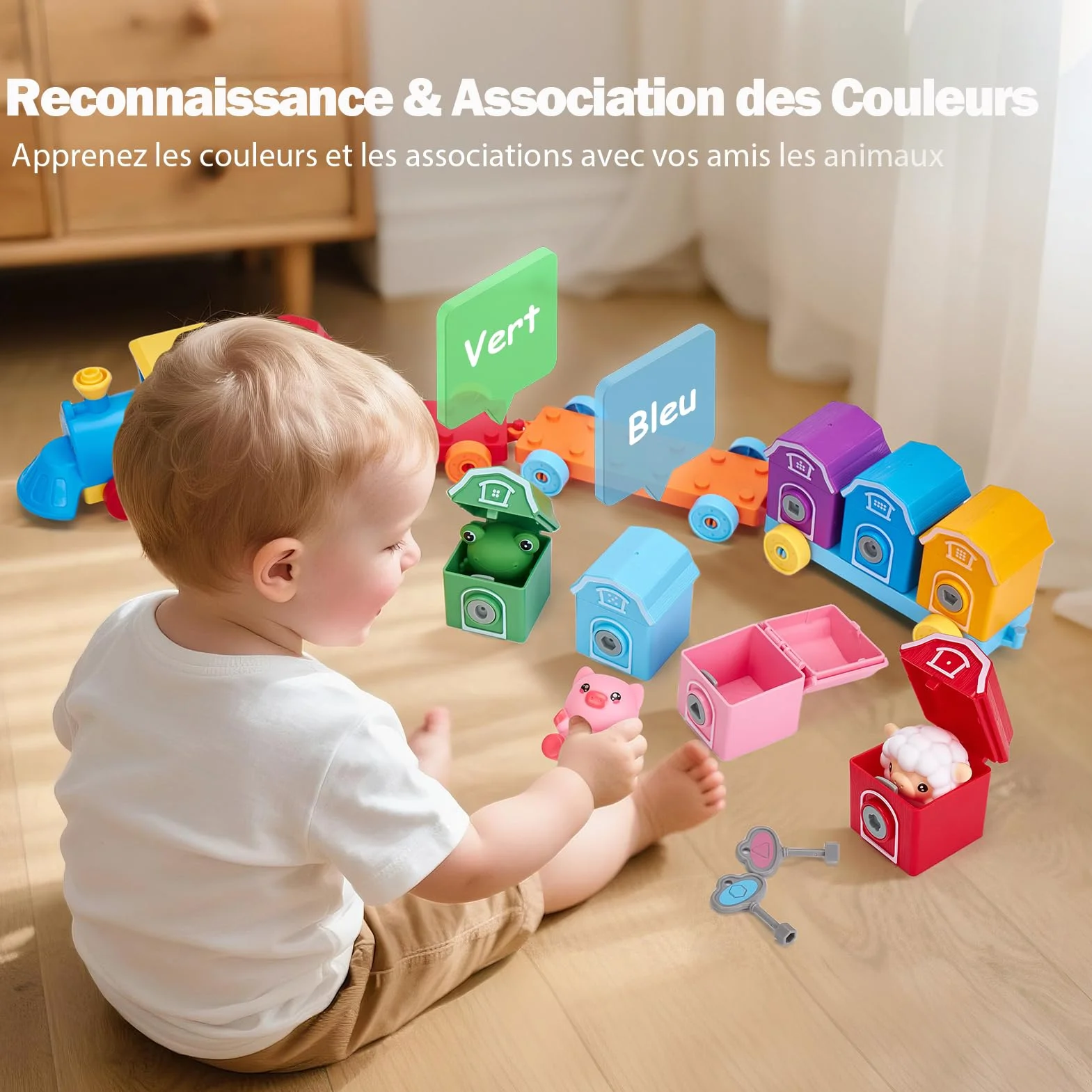 hahaland Montessori Jouet Bebe 2 3 Ans - Jouet Animaux de La Ferme pour Enfants, Jeu Educatif avec Marionnettes à Doigts