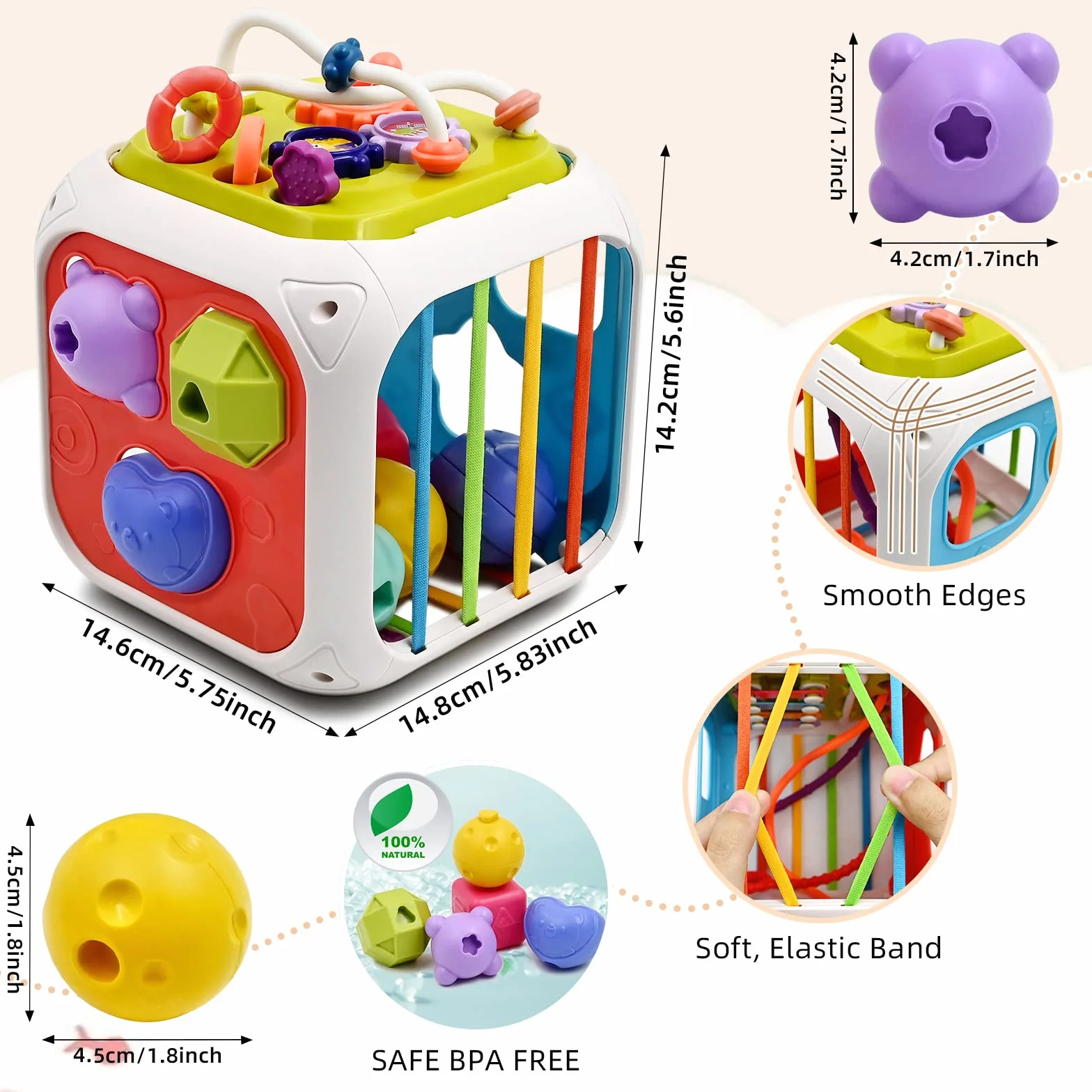 Jouet Bebe 7 en 1 Montessori Sensoriel Cube d'Activité pour 18 Mois Fille Garcon Cadeau Educatif