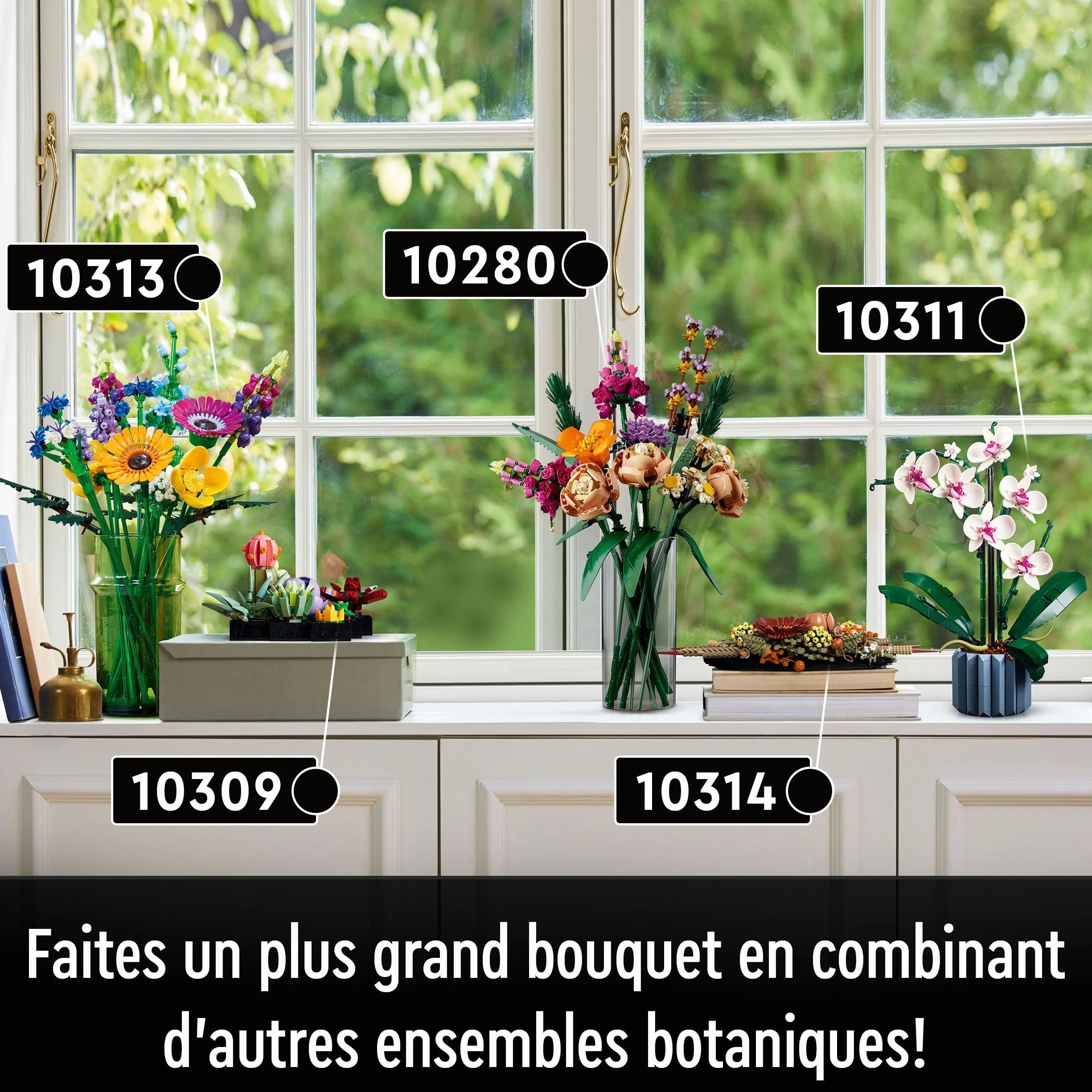 LEGO Botanicals Bouquet de Fleurs Sauvages Plantes Artificielles Coquelicots Lavande Activité Manuelle Adulte 10313