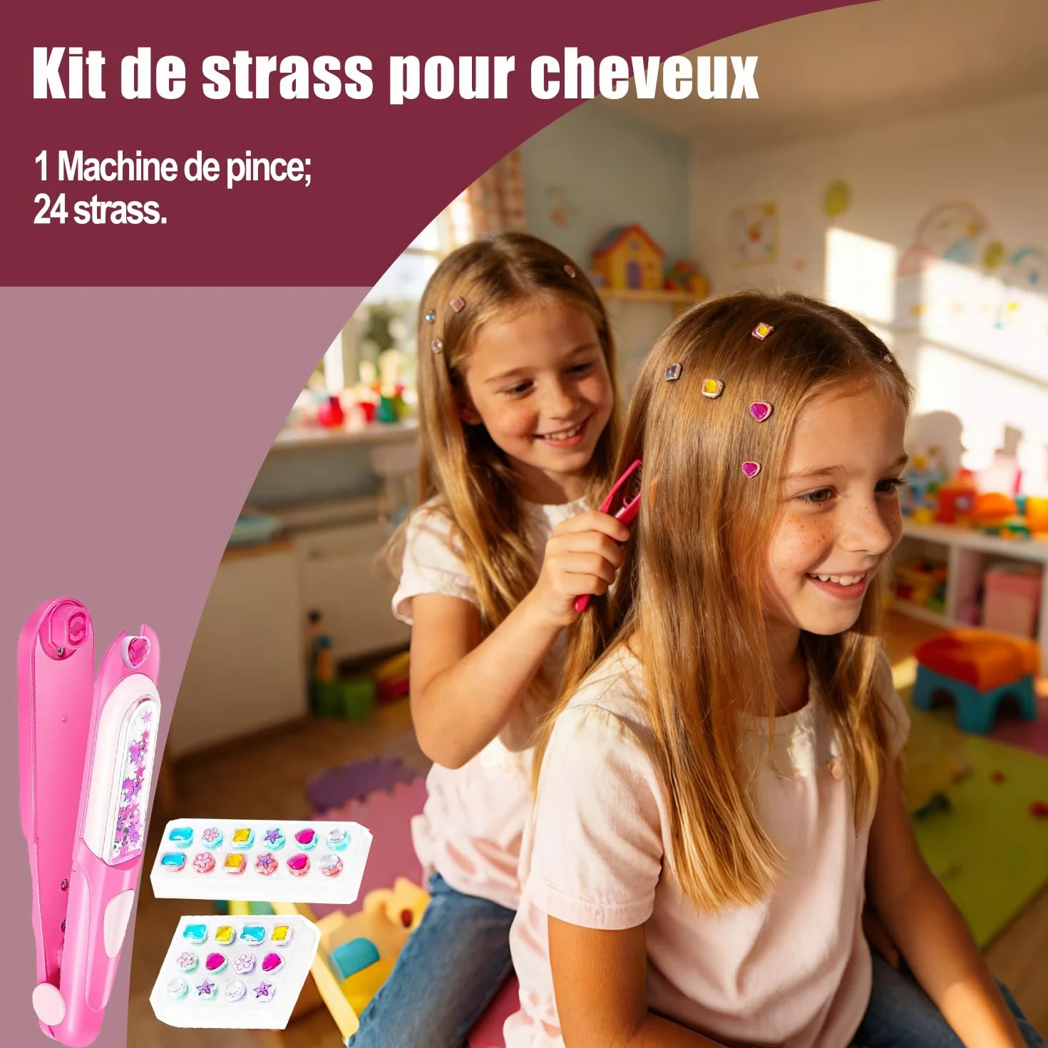 Kit de Strass Cheveux et Bracelet, Jouet Fille 5-12 Ans