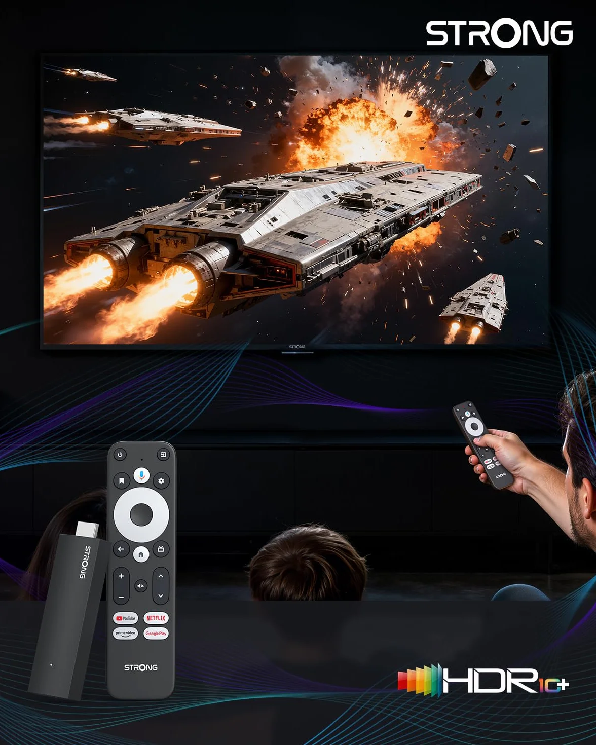 STRONG Leap-UNA Stick Android TV Box, Wi-Fi, Chromecast Intégré, Android 11, Assistant Google, HDR10+