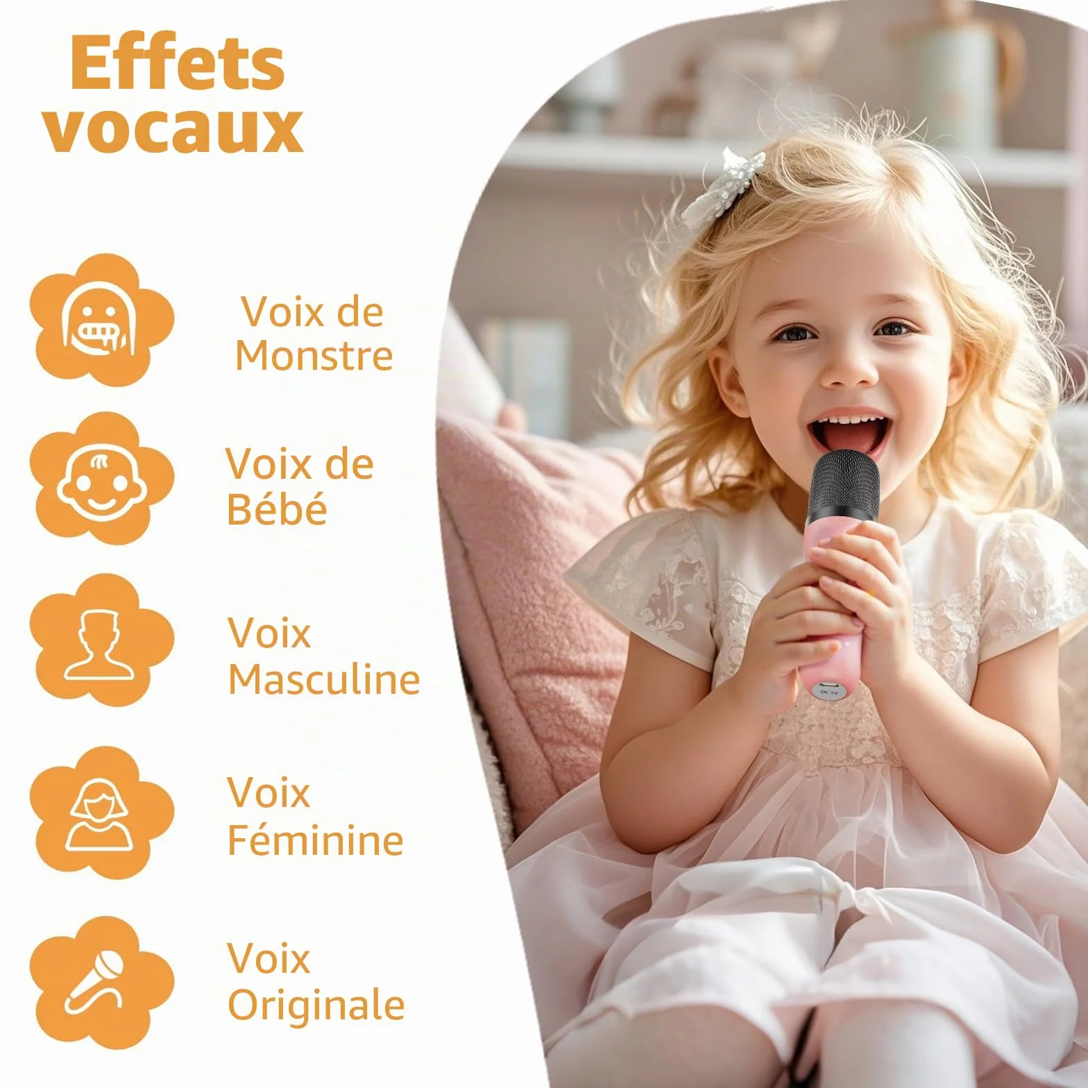 Fede Micro Karaoke Enfants avec 2 Micros sans Fil, Cadeau Fille 4-12 Ans