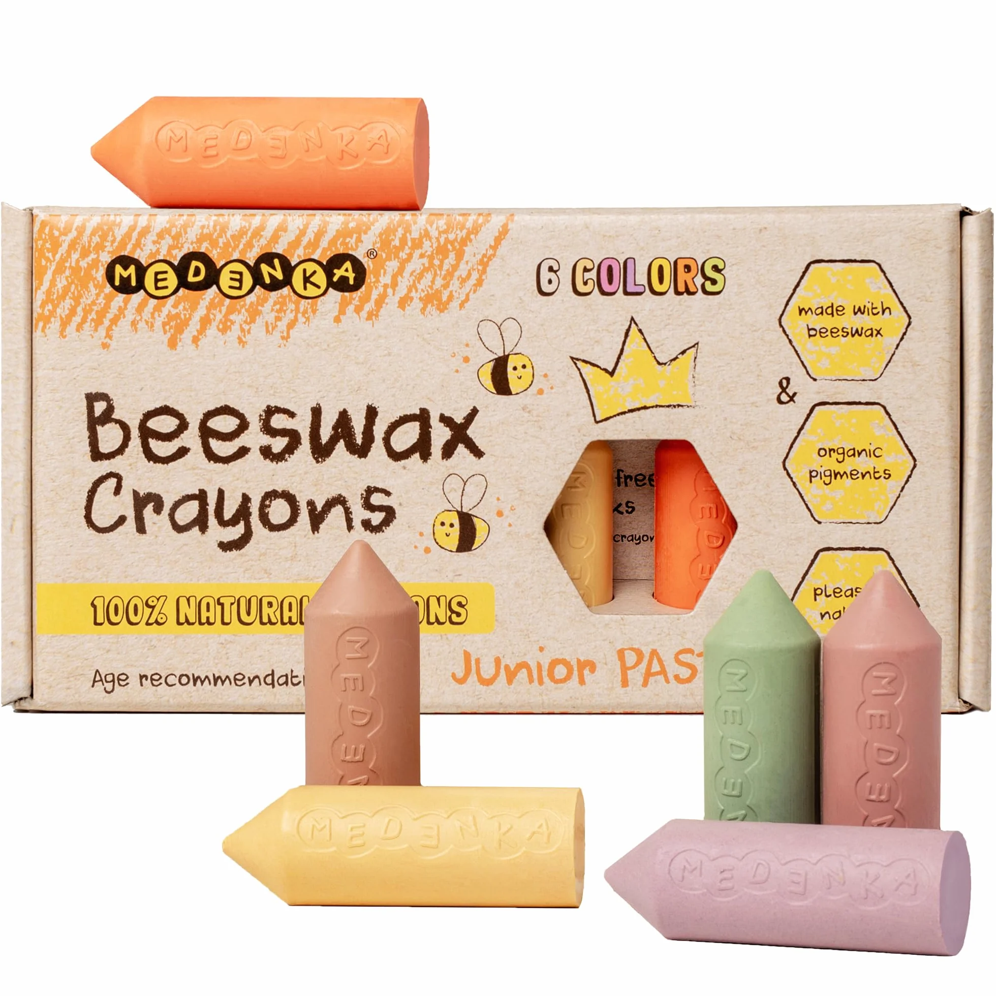Crayons pour tout petits Pastel 100% Cire d'abeilles européenne pure non toxique 1 an+