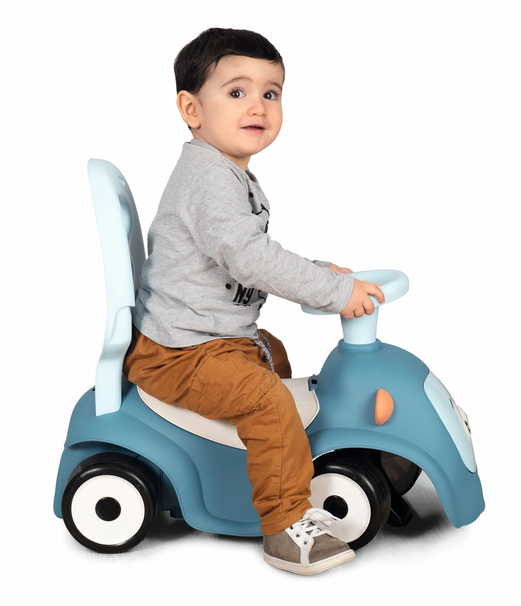 Smoby Porteur Maestro Balade Bleu 3 en 1 Evolutif Canne parentale Réglable Arceau Sécurité Roues Silencieuses Klaxon Electronique