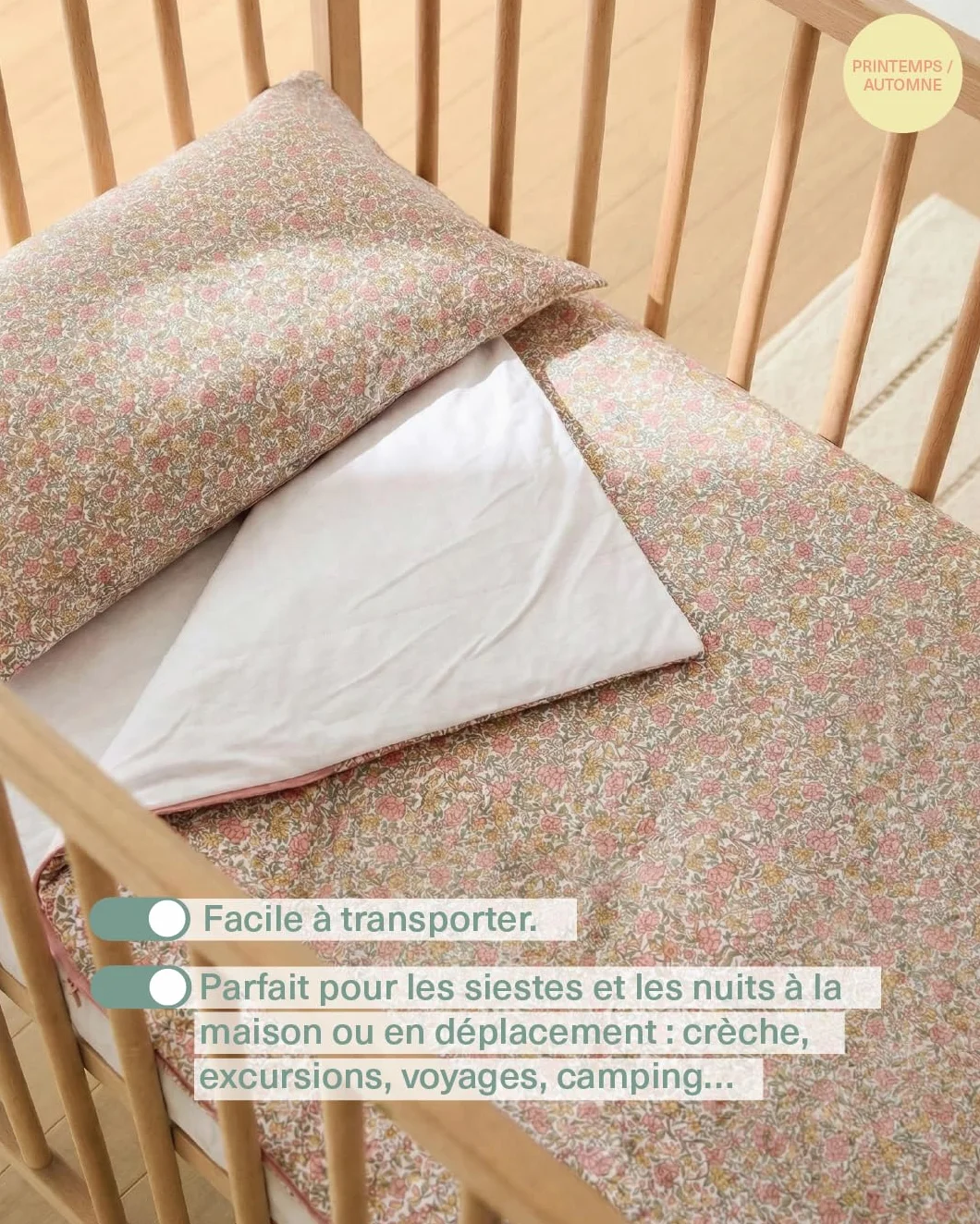 Molis&co TOG 1 Sac de couchage pour enfants 140x70 cm avec couverture et coussin intégrés 100% coton Oeko-Tex