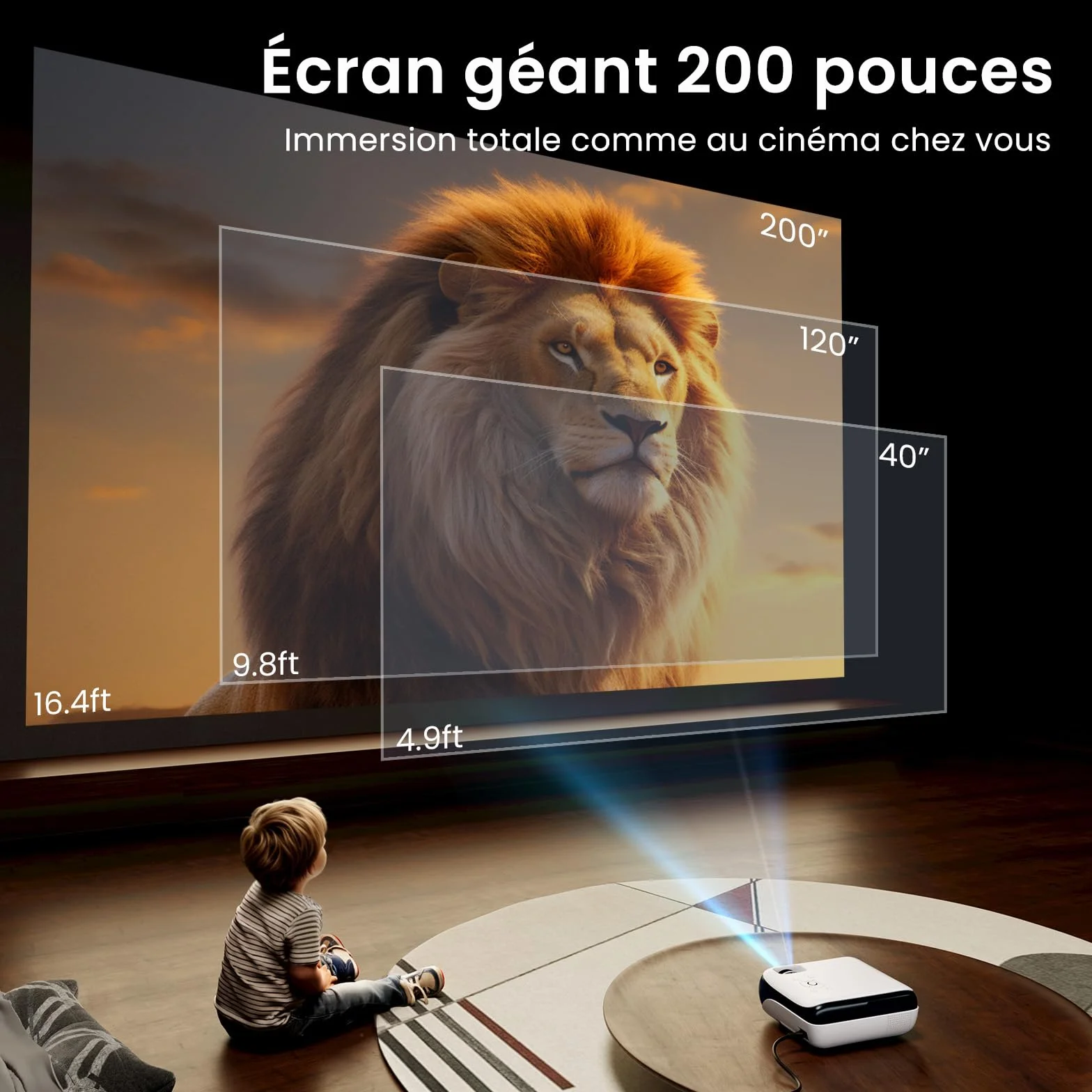 HAPPRUN H1 Projecteur Bluetooth 1080P Full HD Vidéoprojecteur Portable avec Haut-Parleur Intégré