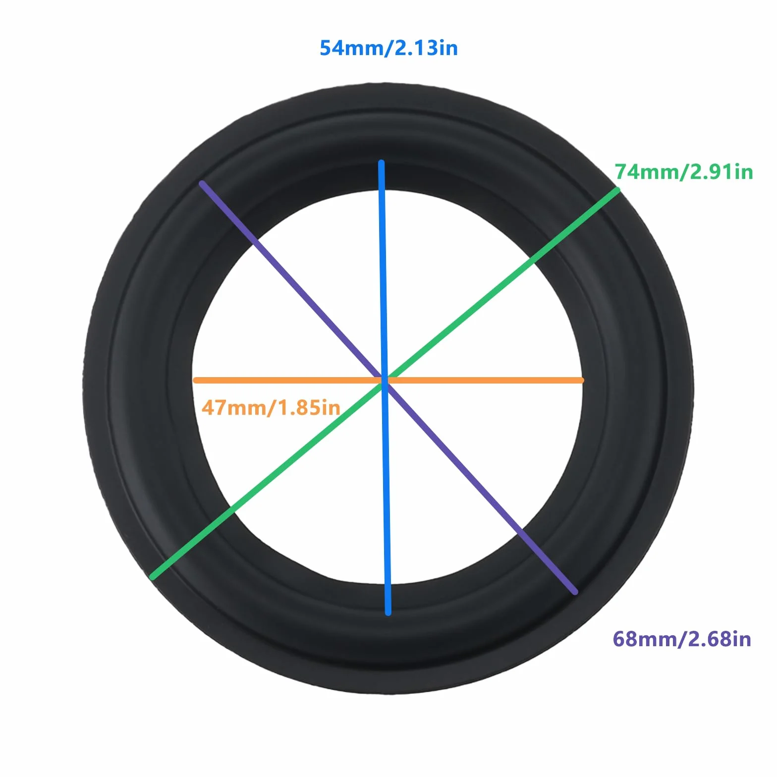 Lot de 4 Bordures en Caoutchouc pour Haut-parleurs Audio 74 x 47 mm Adaptées aux Haut-parleurs de 3 Pouces