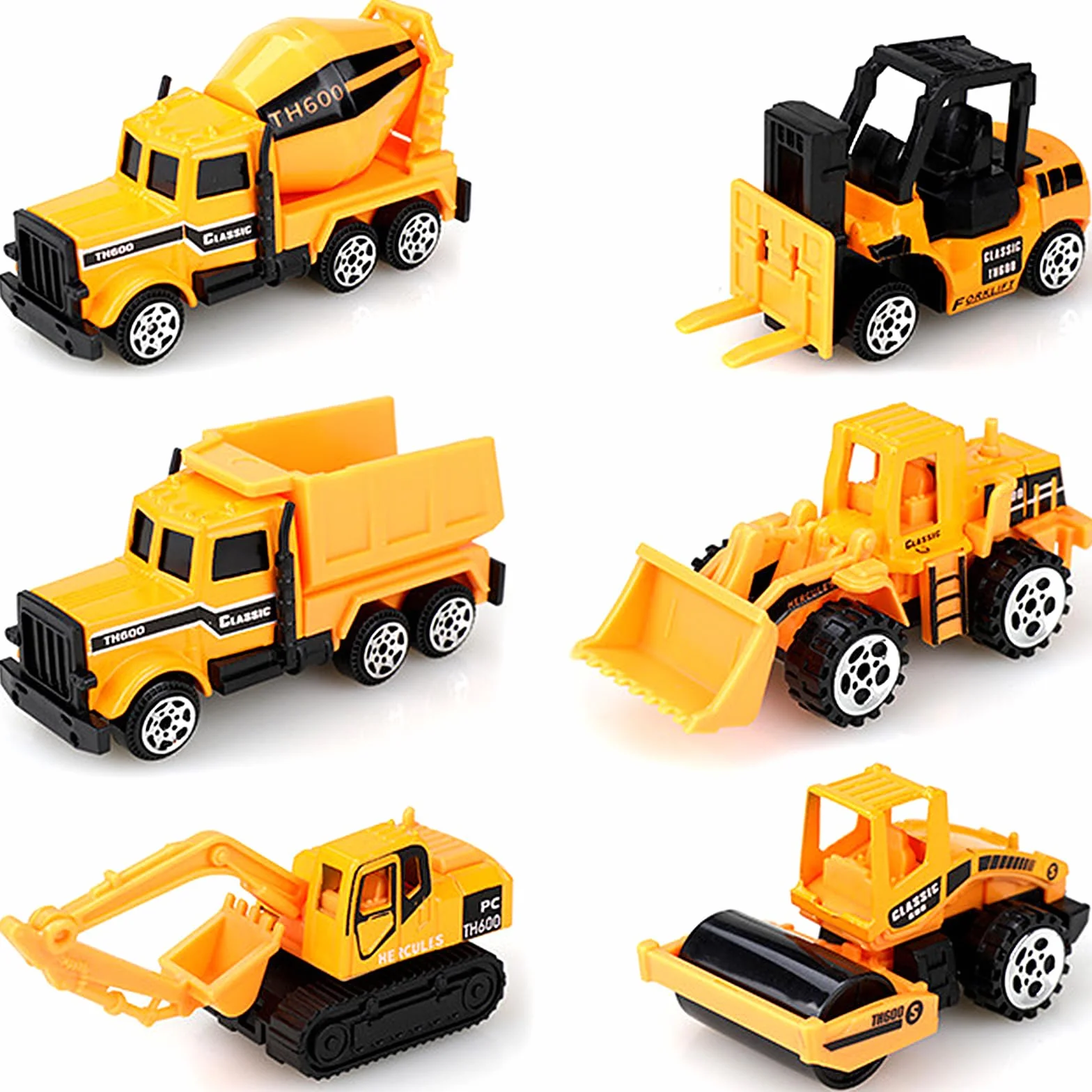 Voitures Jouets Chantier 6 Pièces, Véhicules de Chantier en Métal pour Enfants
