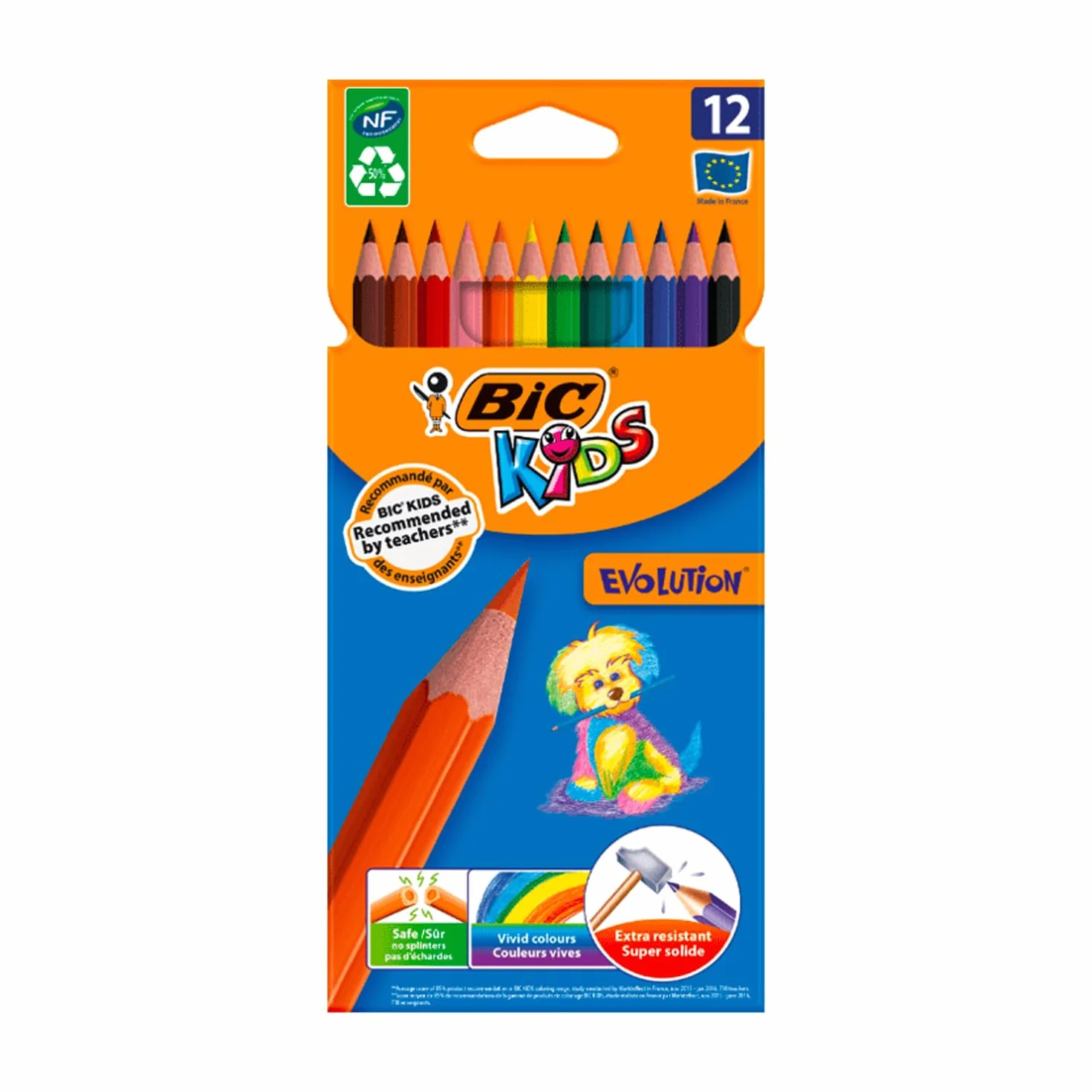 Bic Kids Evolution Ecolutions Crayons De Couleur, 12 unités