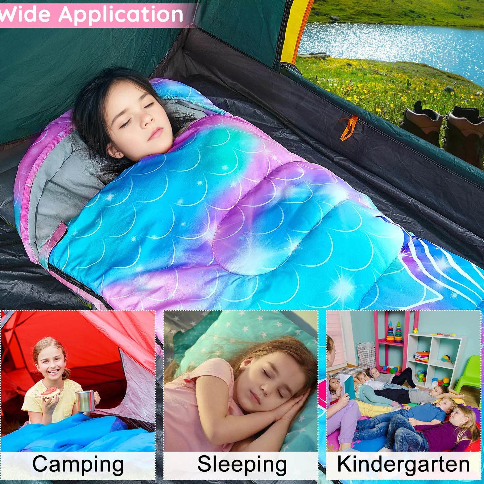 MHJY Sac de Couchage Enfant Mummie Camping Randonnée 3 Saisons Chaud Léger 1,1 kg 178cm