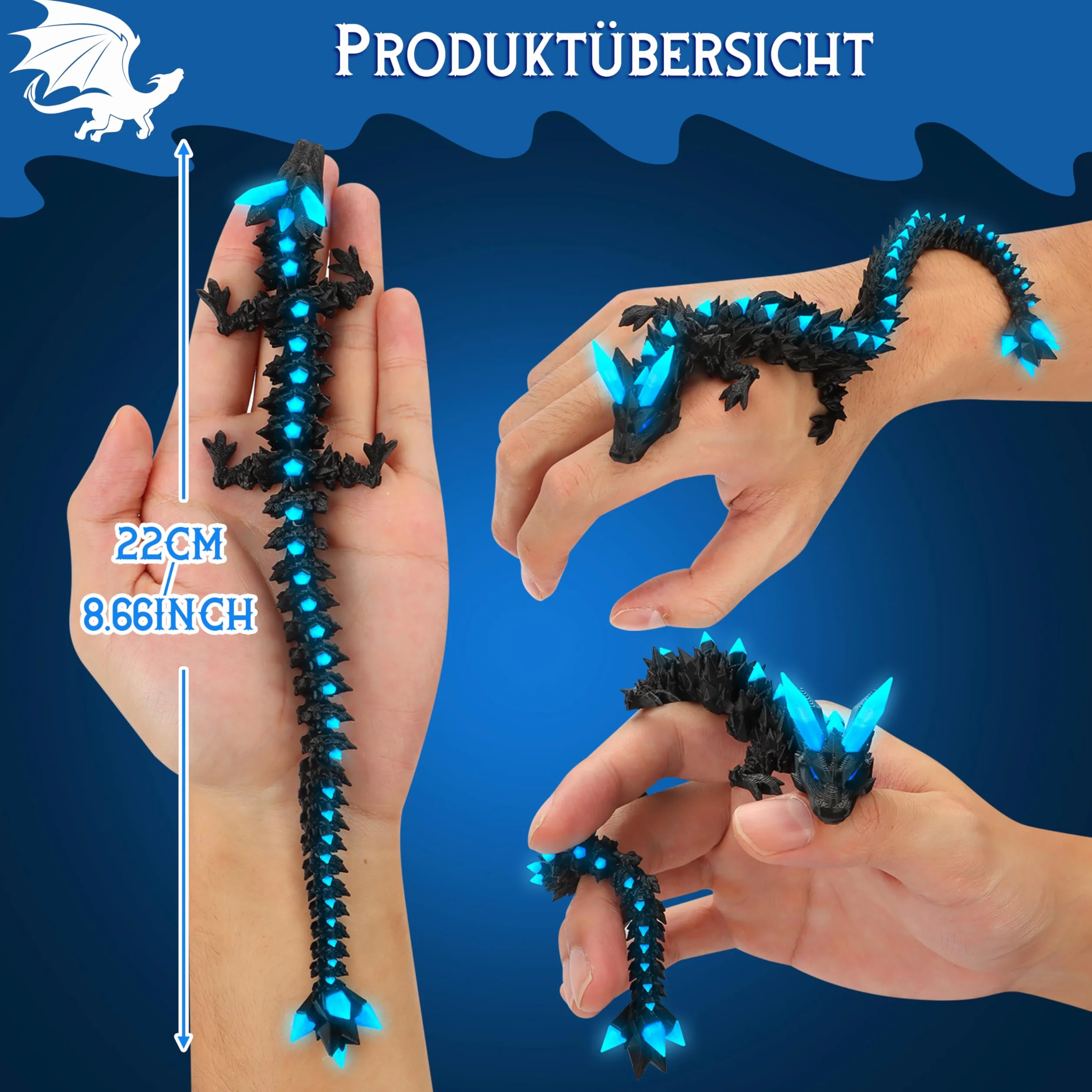 JONRRYIN Œufs de Dragon Articulé 3D Lumineux, Jouet Cadeau Enfants Adultes